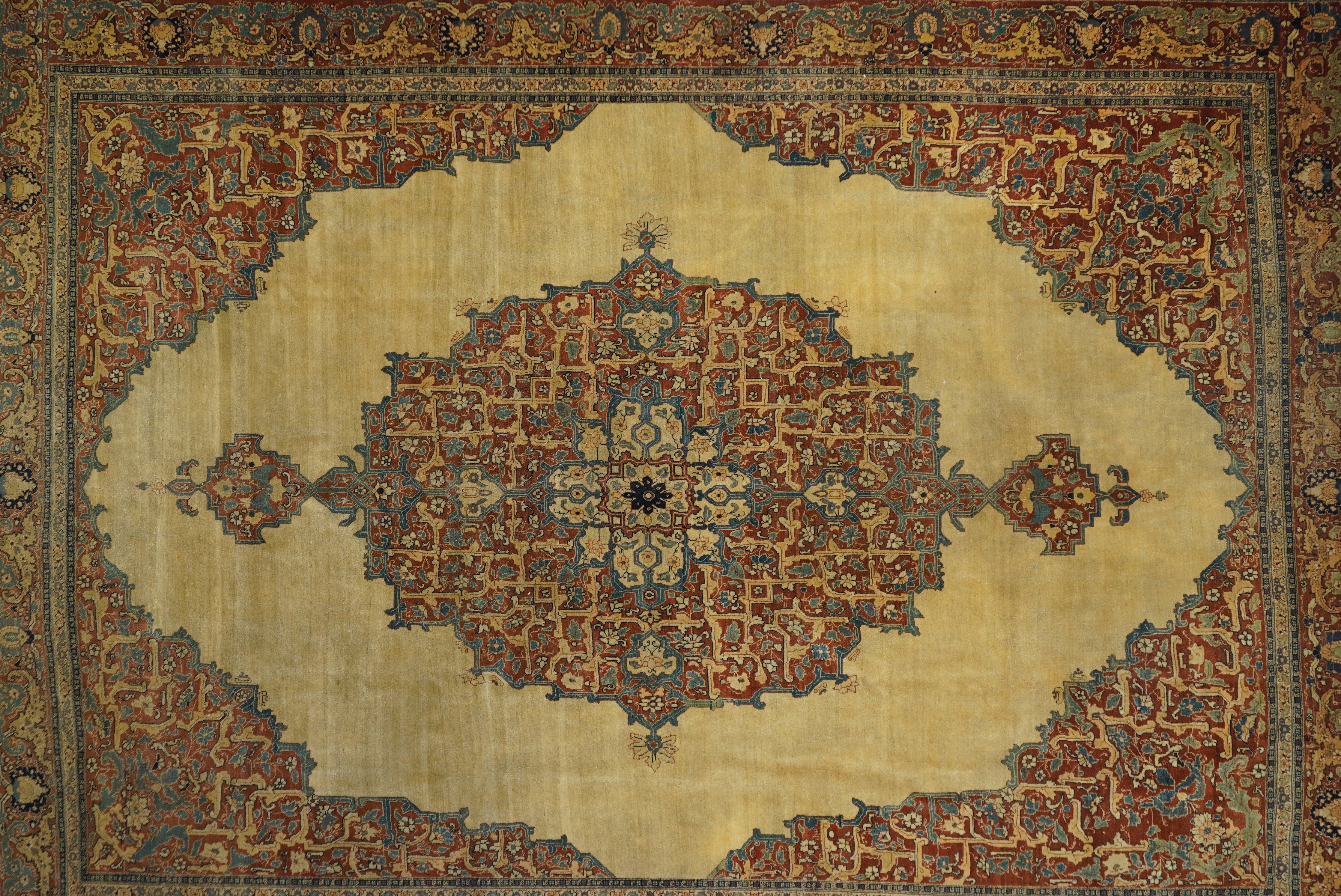 XIX secolo Tappeto antico Haji Jalili Tabriz 8'9'' x 12'0'' in vendita