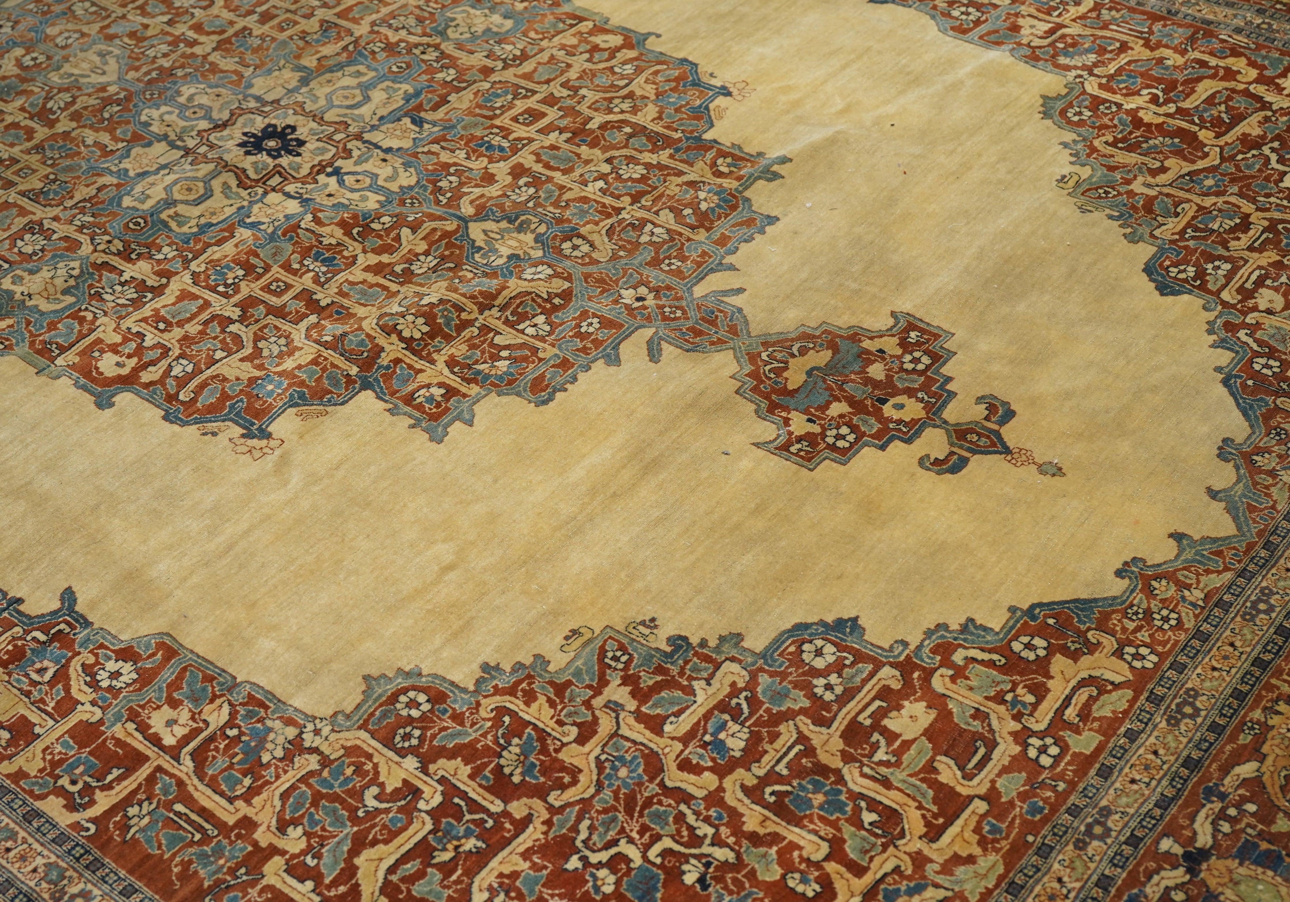 Tappeto antico Haji Jalili Tabriz 8'9'' x 12'0'' in vendita 1