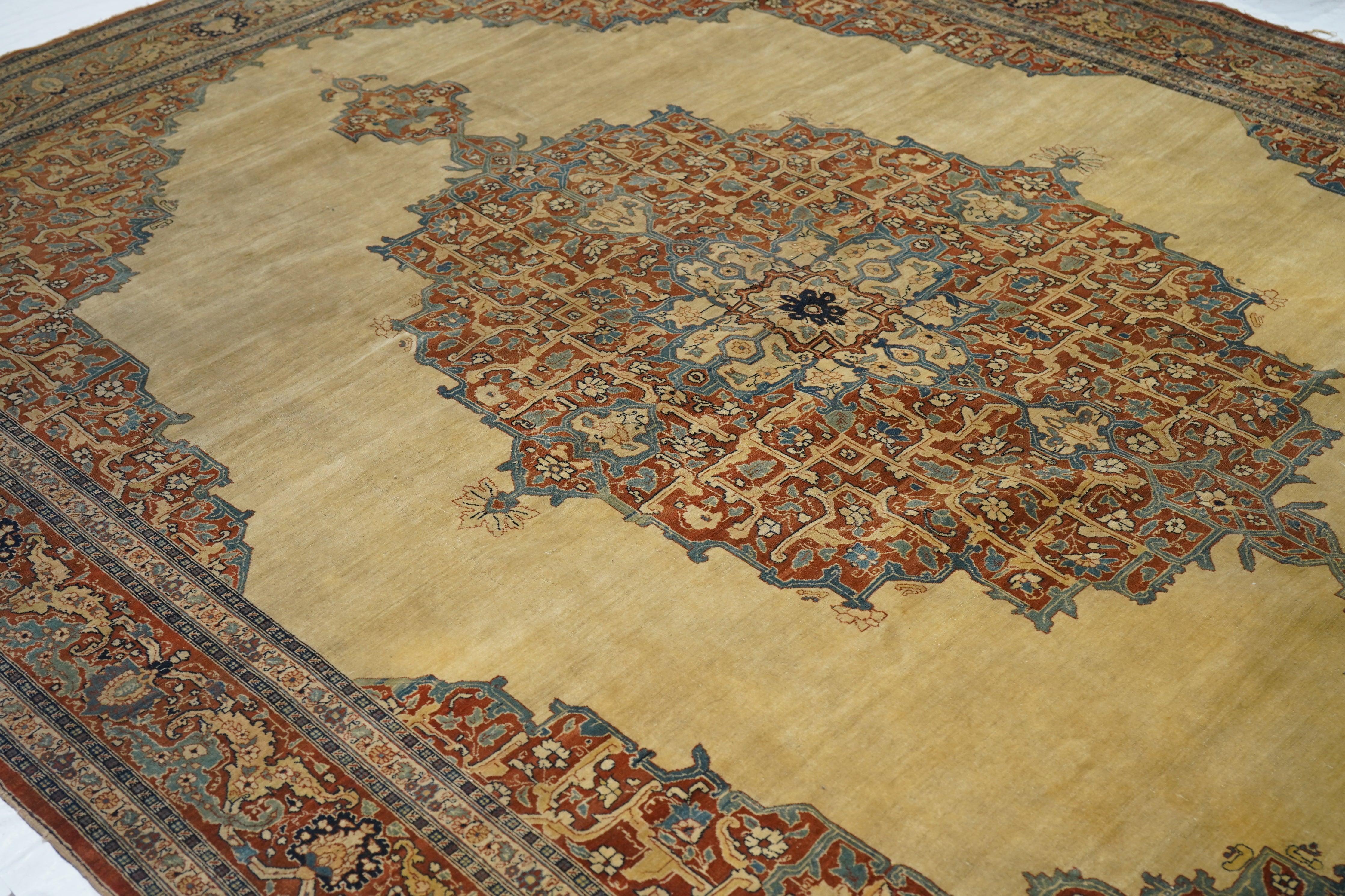 Tappeto antico Haji Jalili Tabriz 8'9'' x 12'0'' in vendita 2