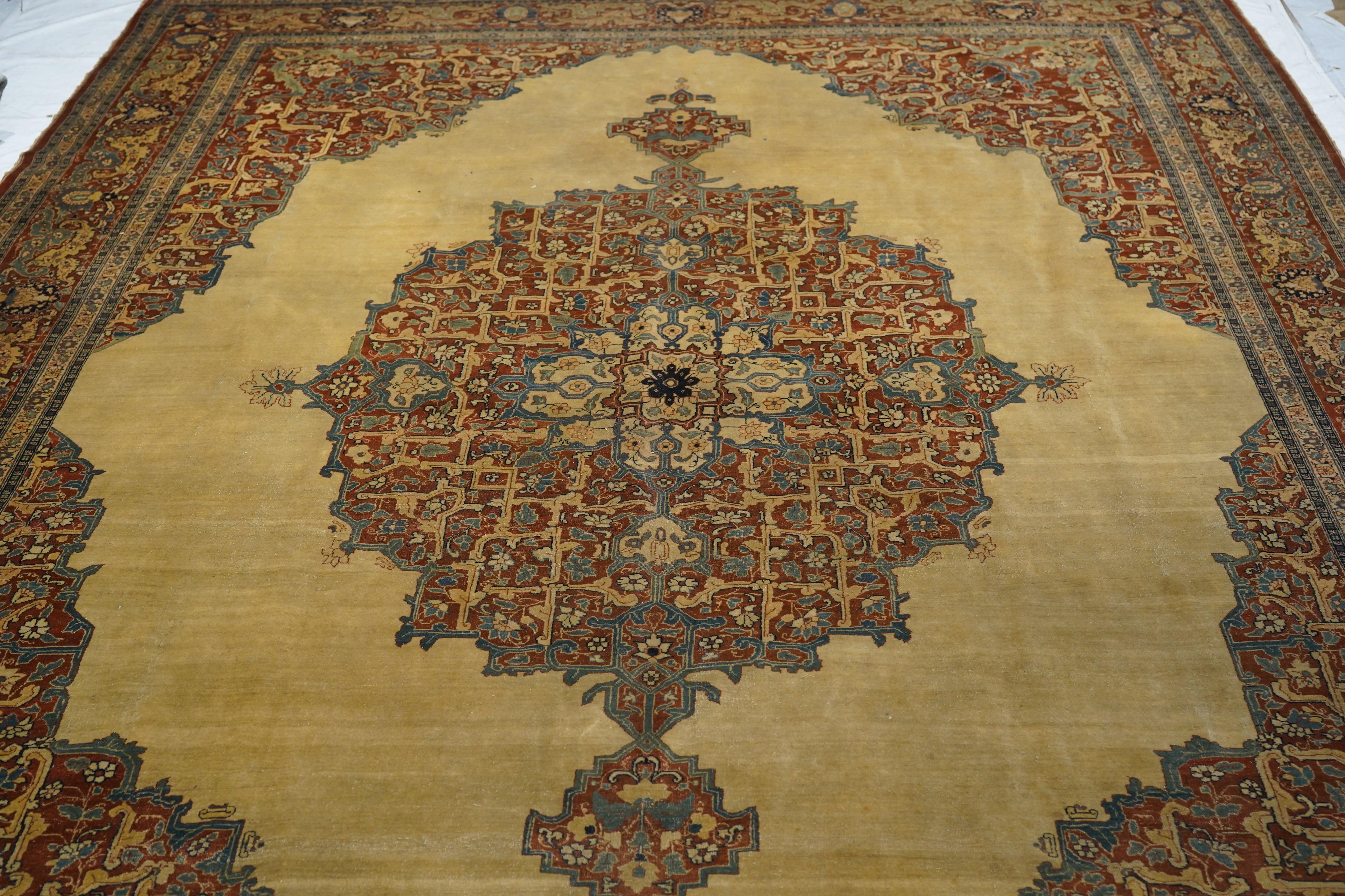 Tappeto antico Haji Jalili Tabriz 8'9'' x 12'0'' in vendita 3