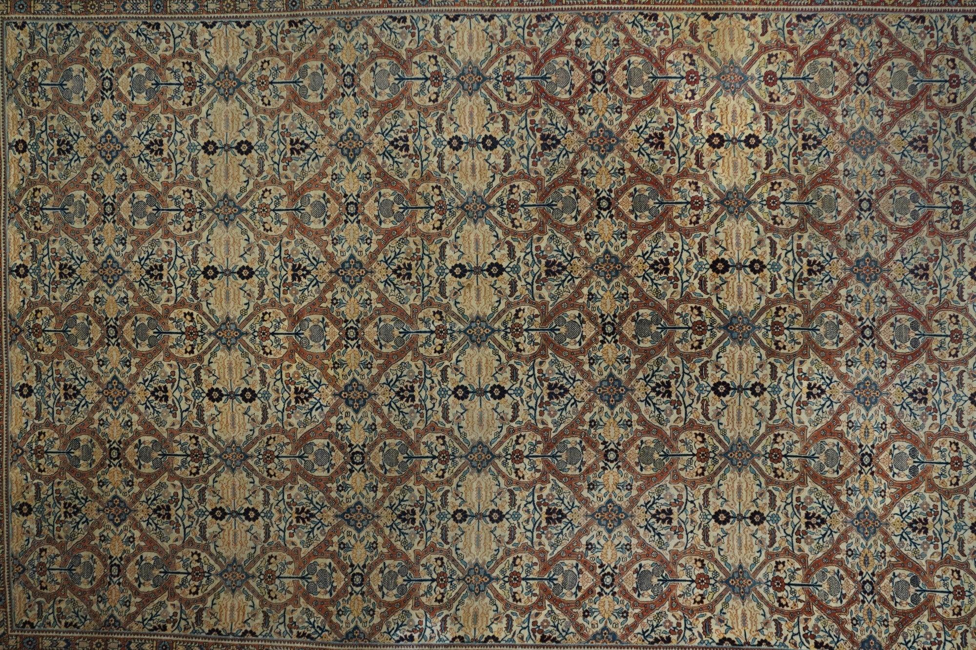 Annodato a mano Tappeto antico Haji Jalili Tabriz 9'1'' x 12'10'' in vendita