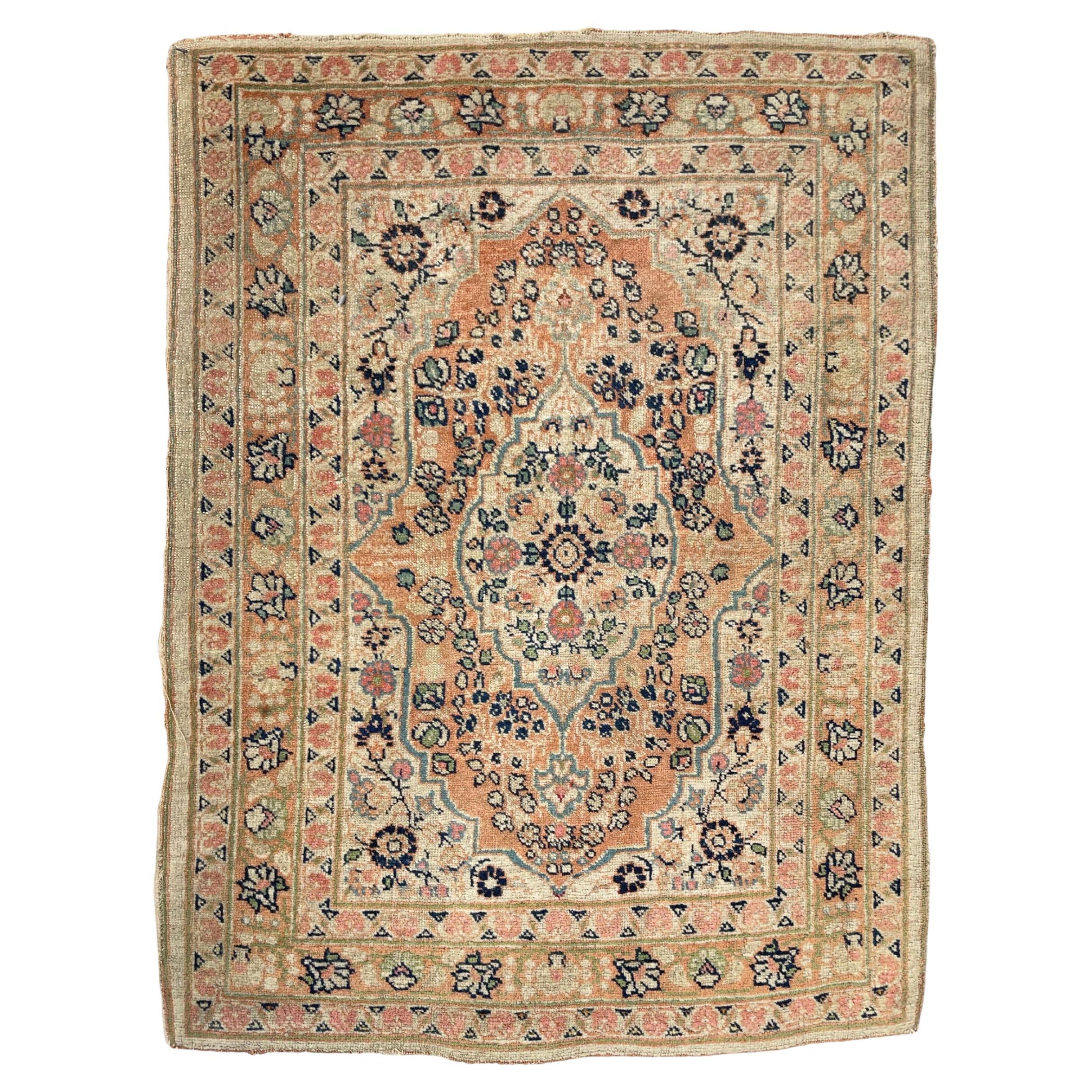 Antique Haji Jalili Tabriz Rug Mat, c. 1920-30's