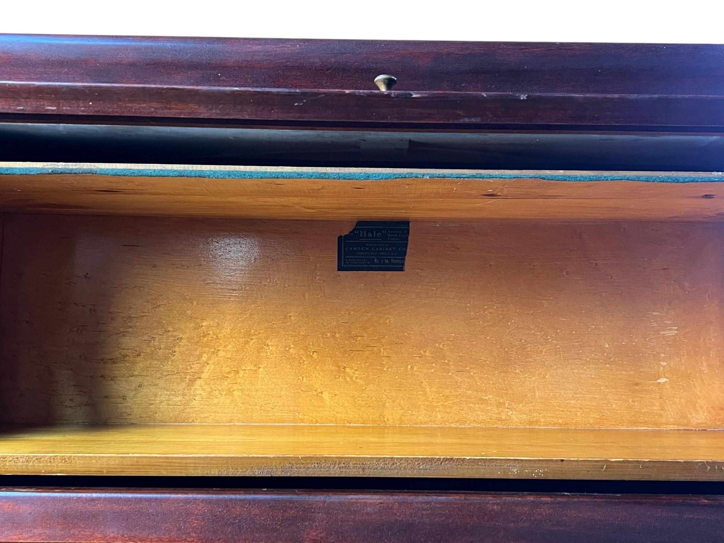 Antique Hale 3 Stack Mahogany Barrister Bookcase With Drawers For Sale 5