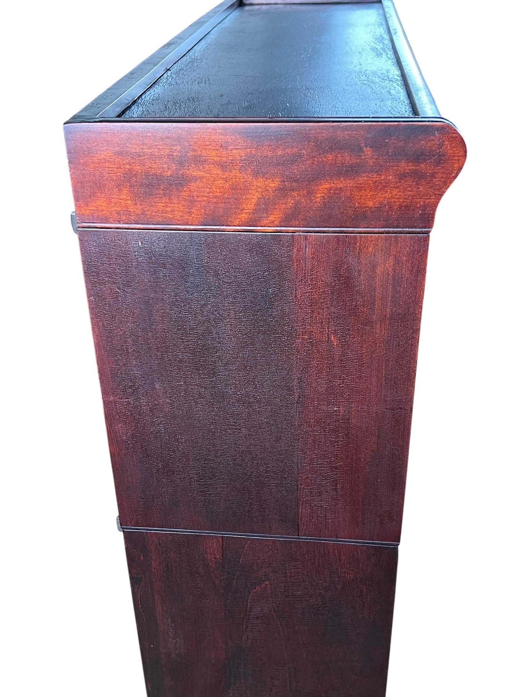 Early 20th Century Antique Hale 3 Stack Mahogany Barrister Bookcase With Drawers For Sale