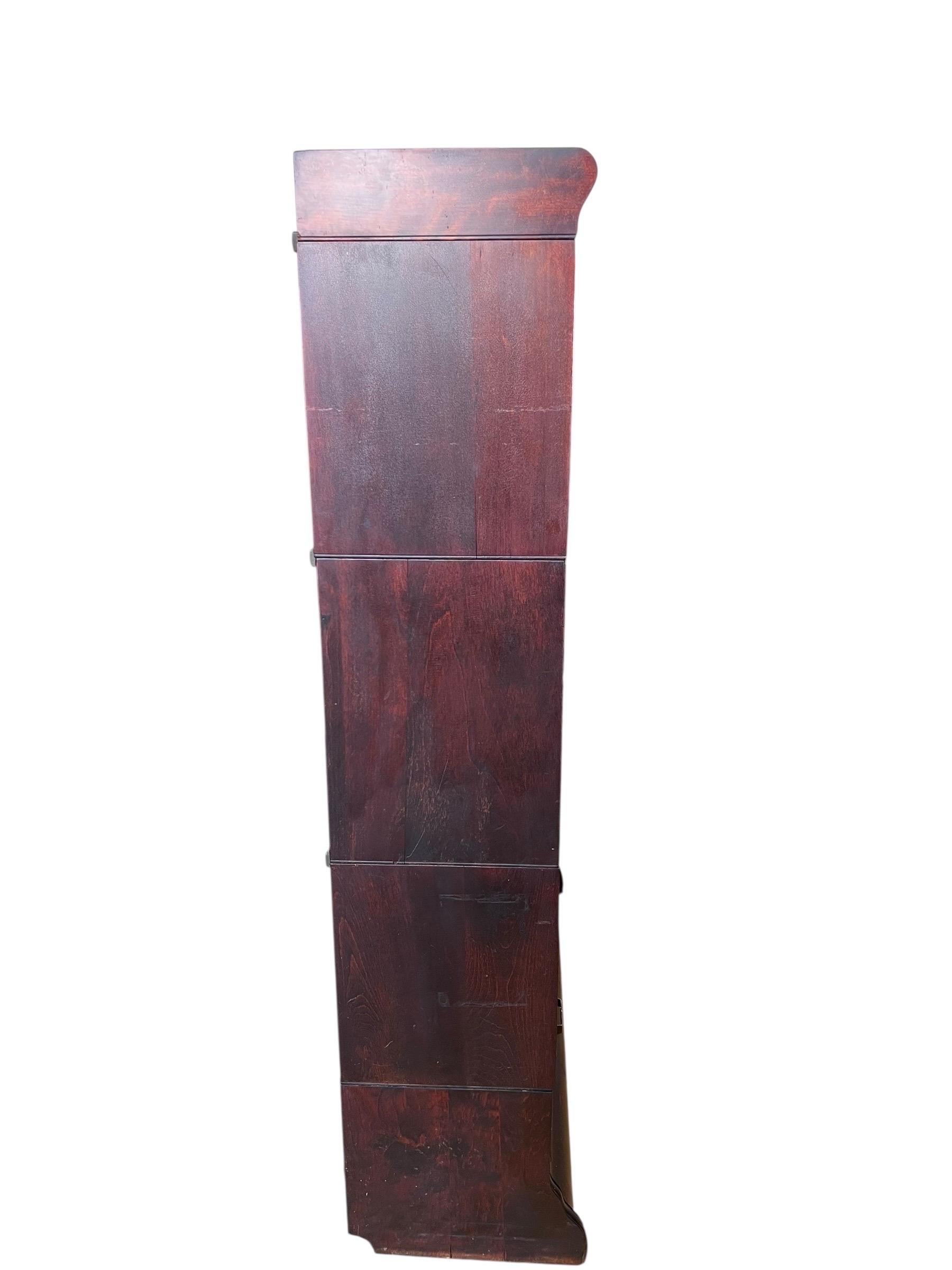 Antique Hale 3 Stack Mahogany Barrister Bookcase With Drawers For Sale 1