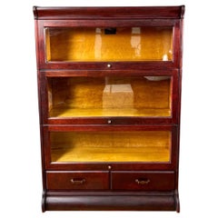 Antique Hale 3 Stack Mahogany Barrister Bookcase With Drawers