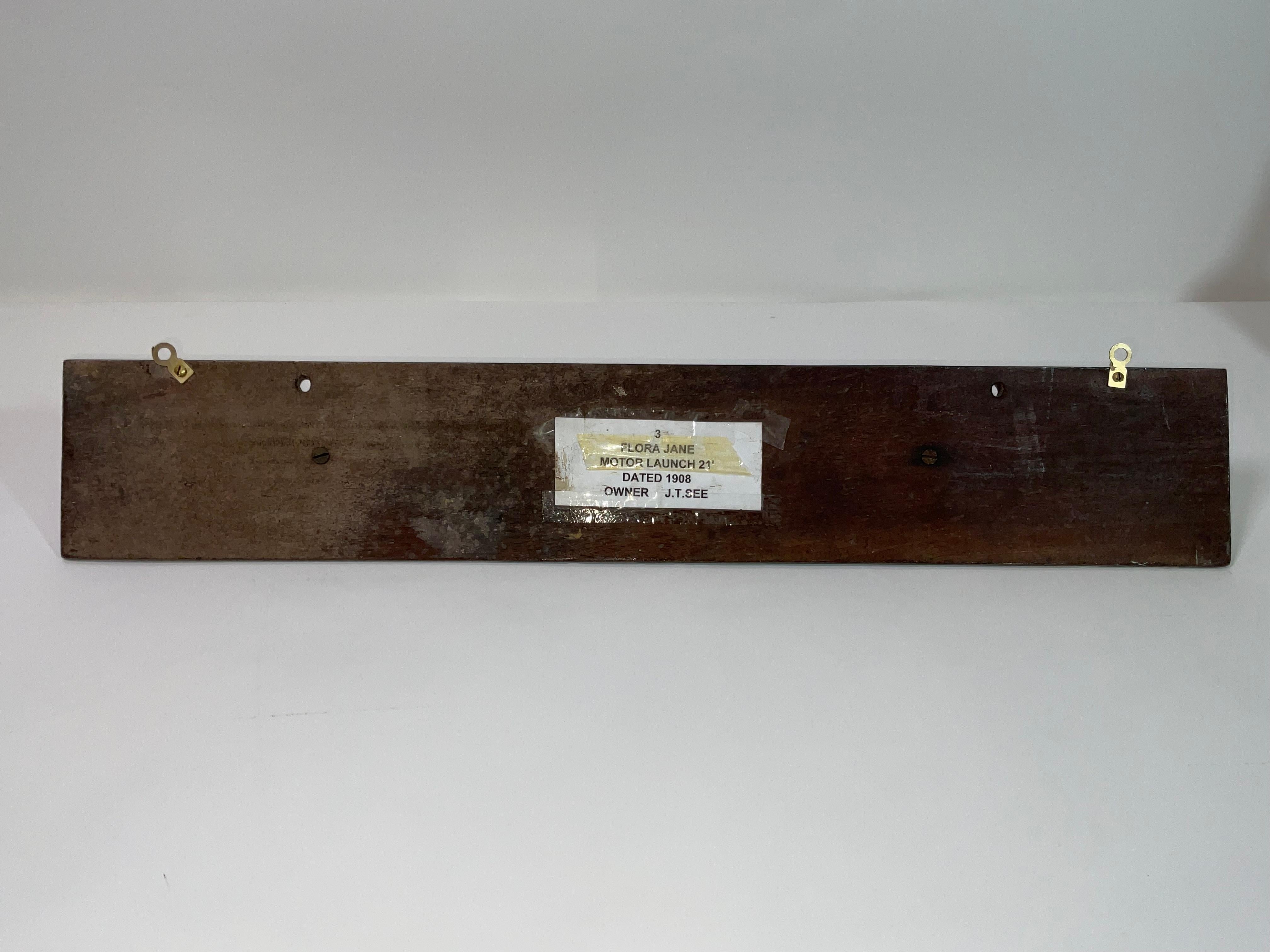 Antique Half Hull Model of the Motor Launch Flora Jane en vente 3