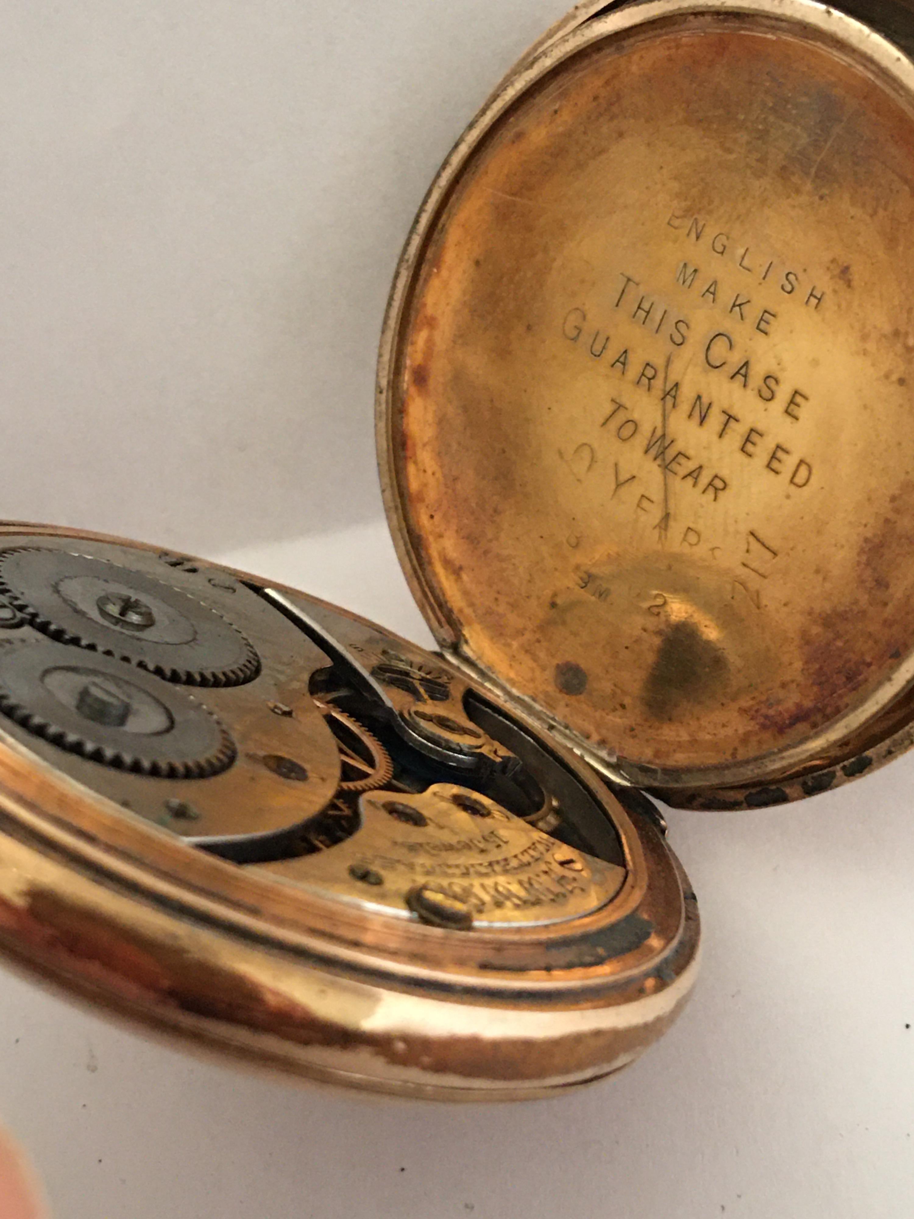 Antique Half Hunter Gold-Plated Waltham Pocket Watch 4