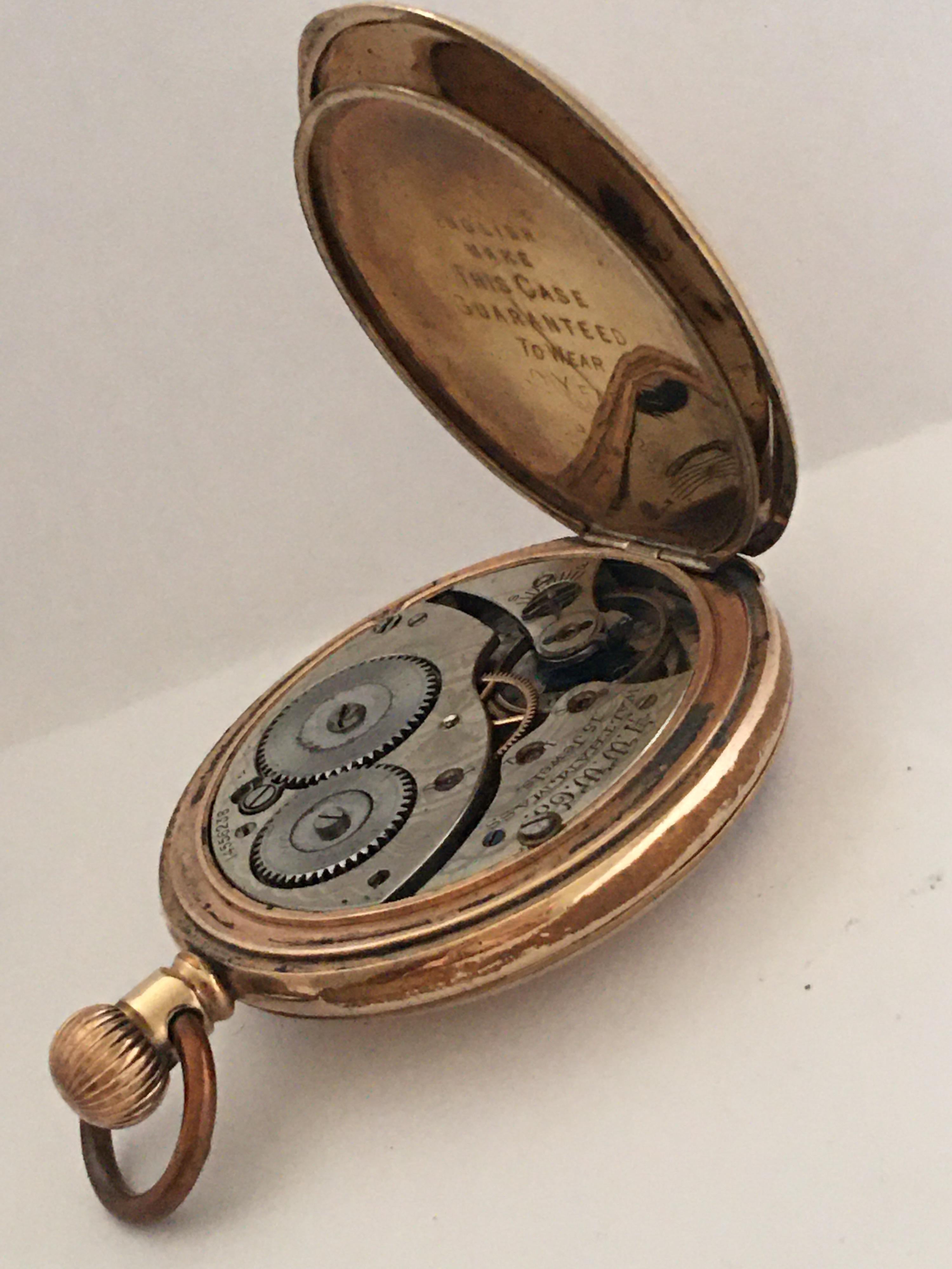 Antique Half Hunter Gold-Plated Waltham Pocket Watch 5
