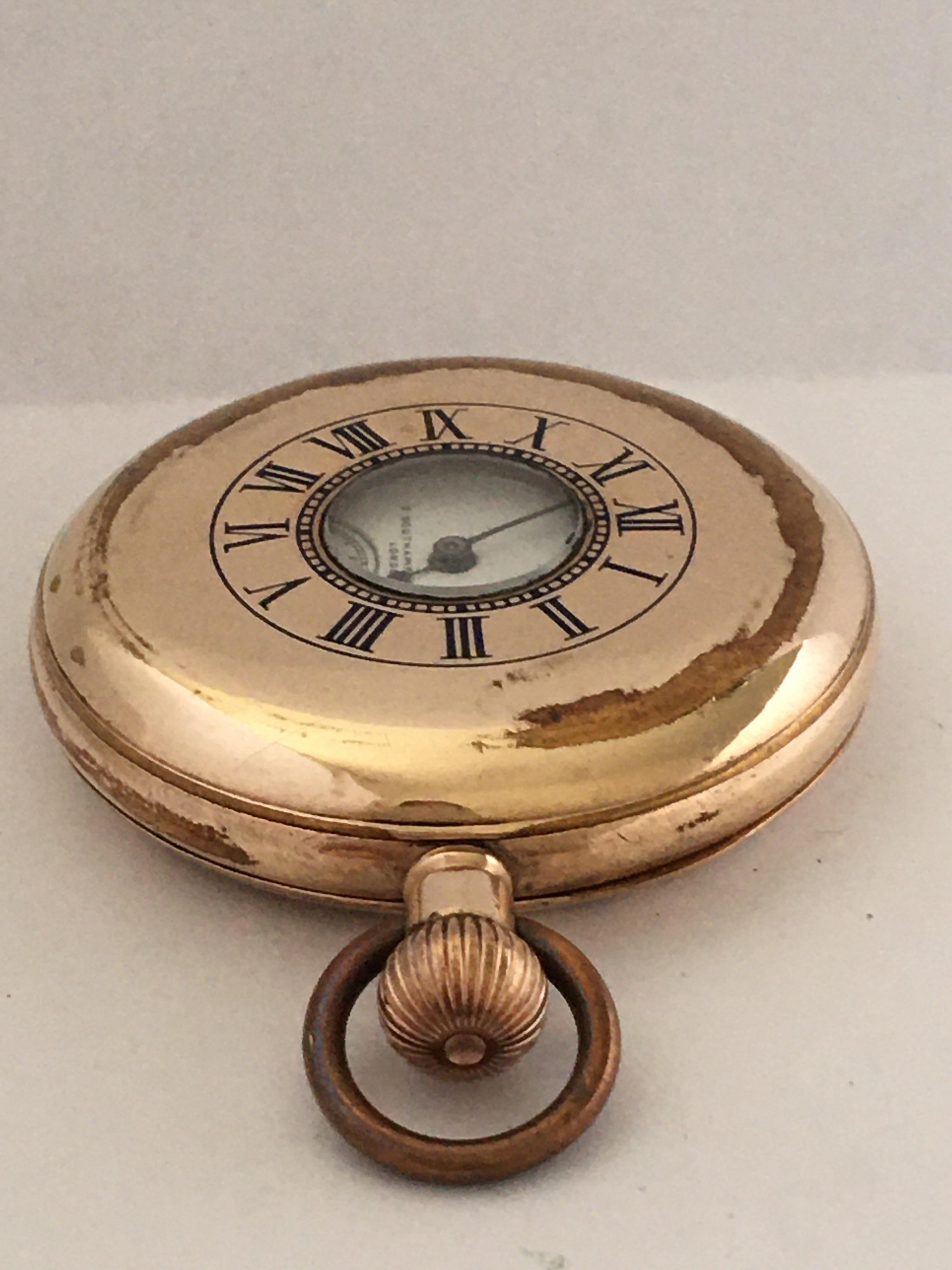 Antique Half Hunter Gold-Plated Waltham Pocket Watch 9