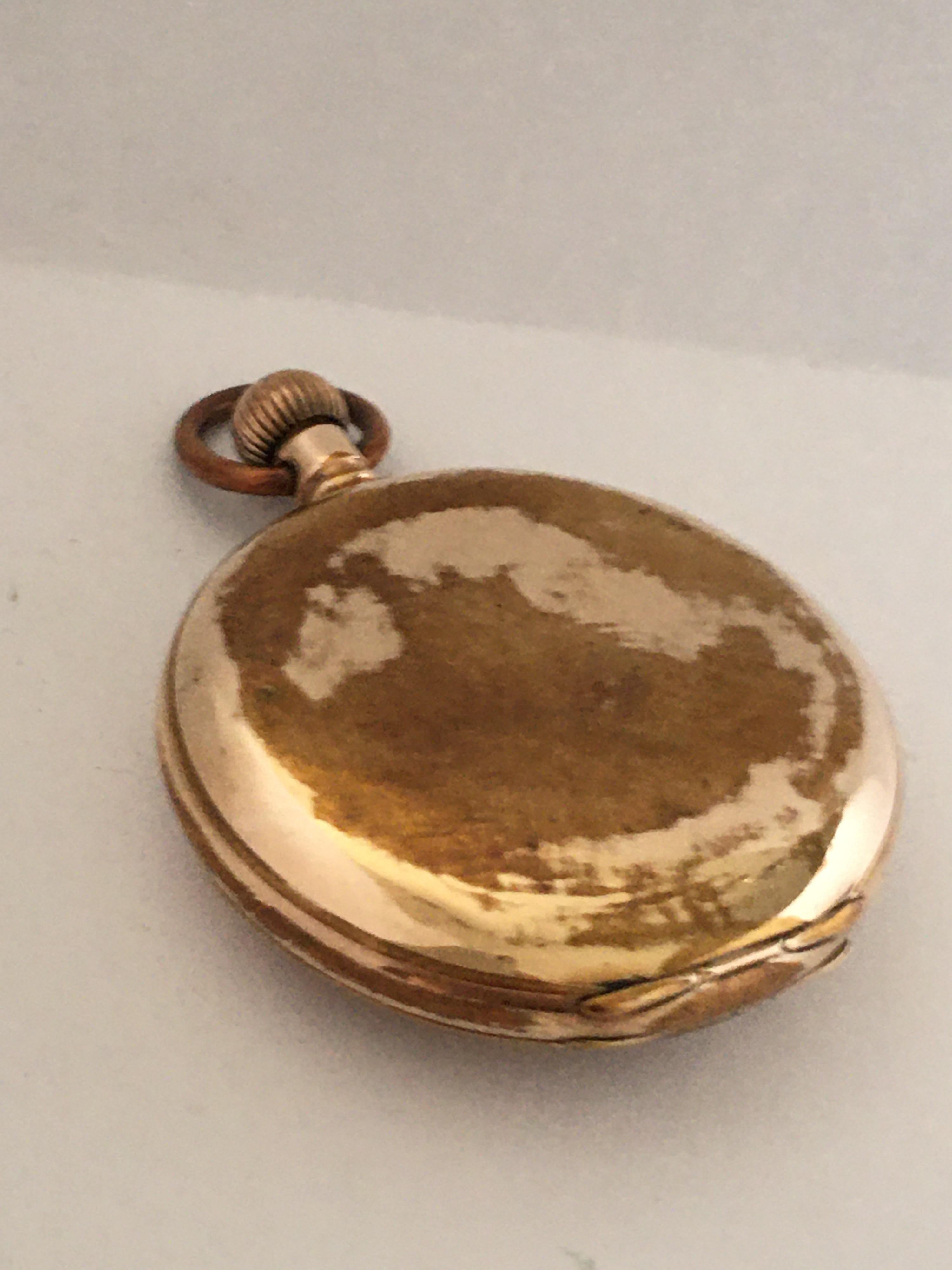 Antique Half Hunter Gold-Plated Waltham Pocket Watch In Fair Condition In Carlisle, GB