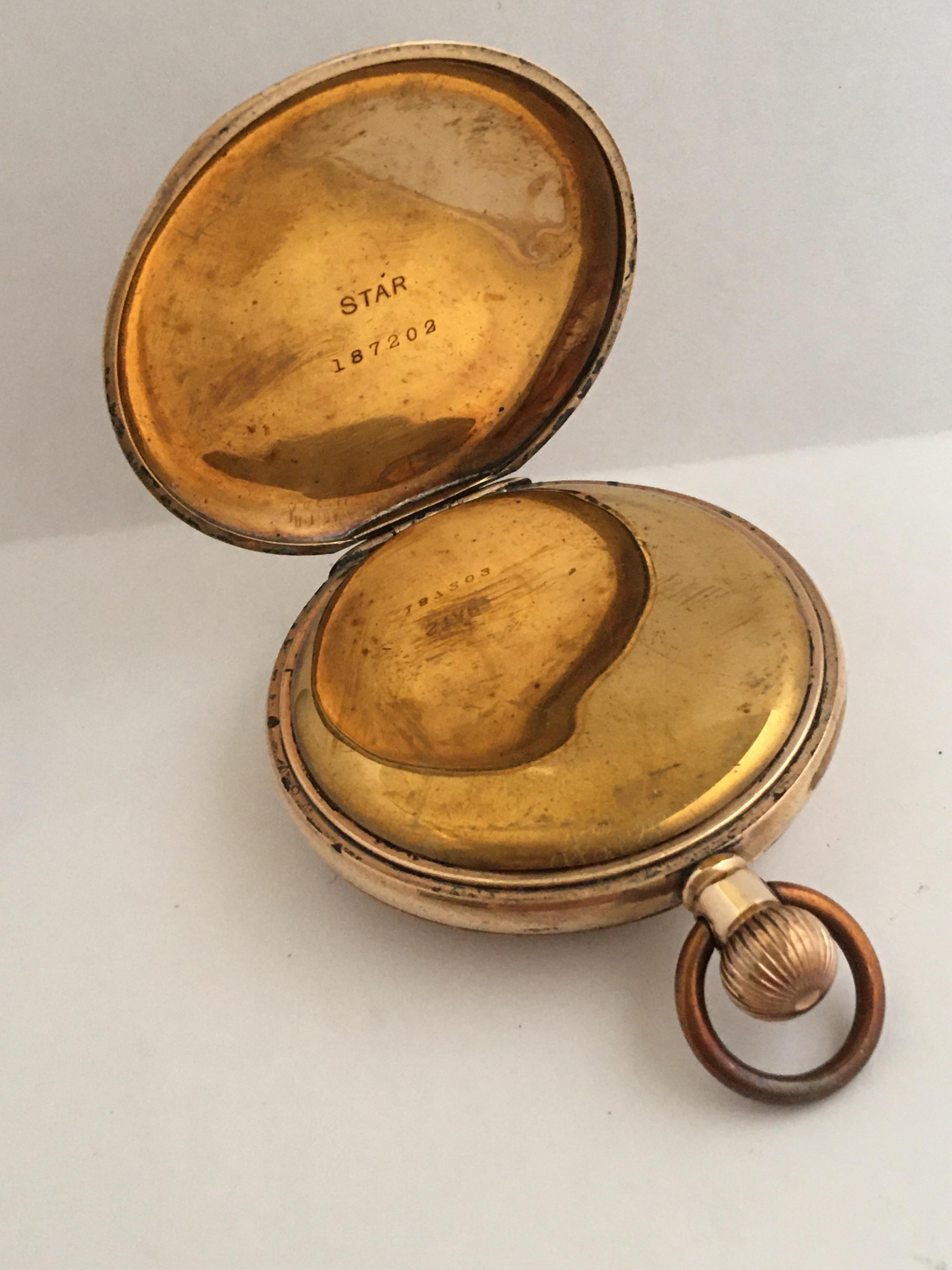 Antique Half Hunter Gold-Plated Waltham Pocket Watch 1