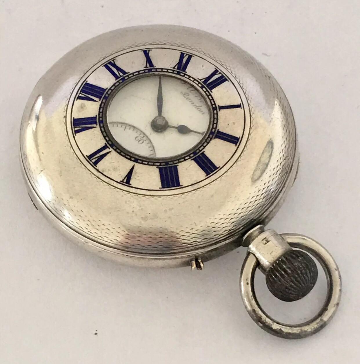 Antique Half Hunter J. W. Benson, London Silver Pocket Watch 3