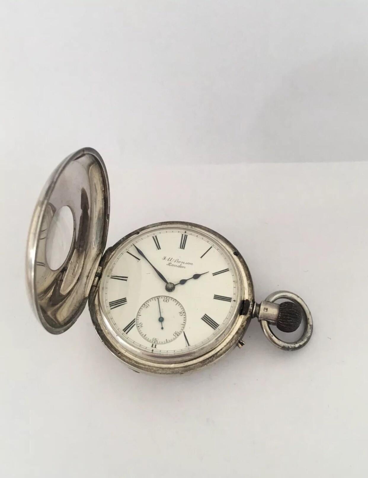 Antique Half Hunter J. W. Benson, London Silver Pocket Watch at 1stDibs ...