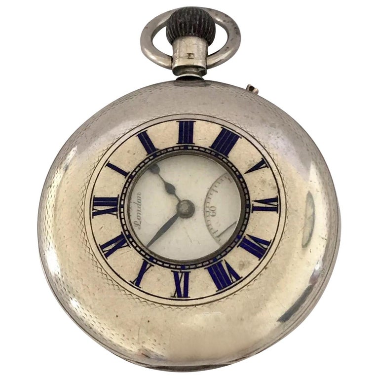 Antique Half Hunter J. W. Benson, London Silver Pocket Watch at 1stDibs