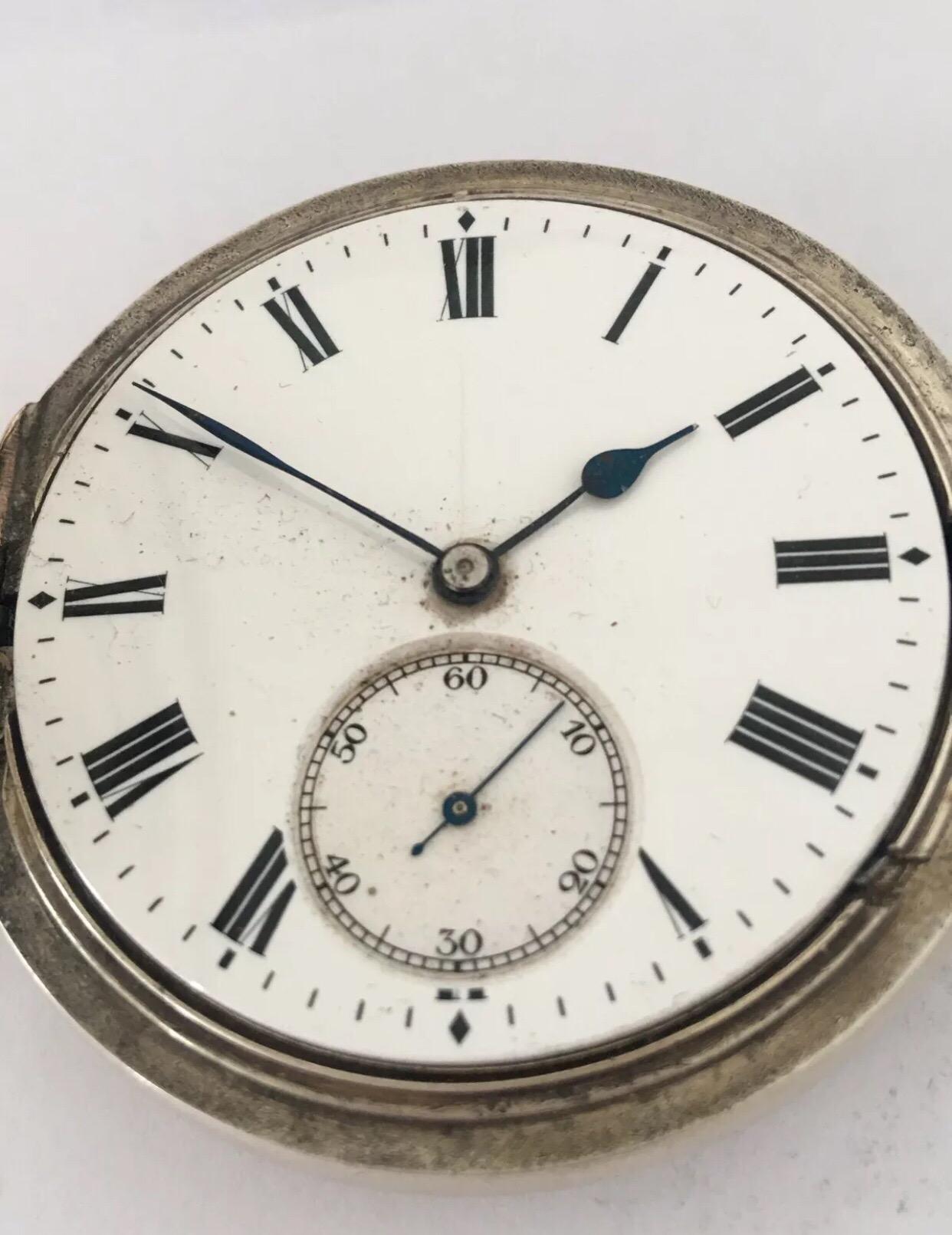 Antique Half Hunter Silver Swiss Made Pocket Watch In Fair Condition For Sale In Carlisle, GB