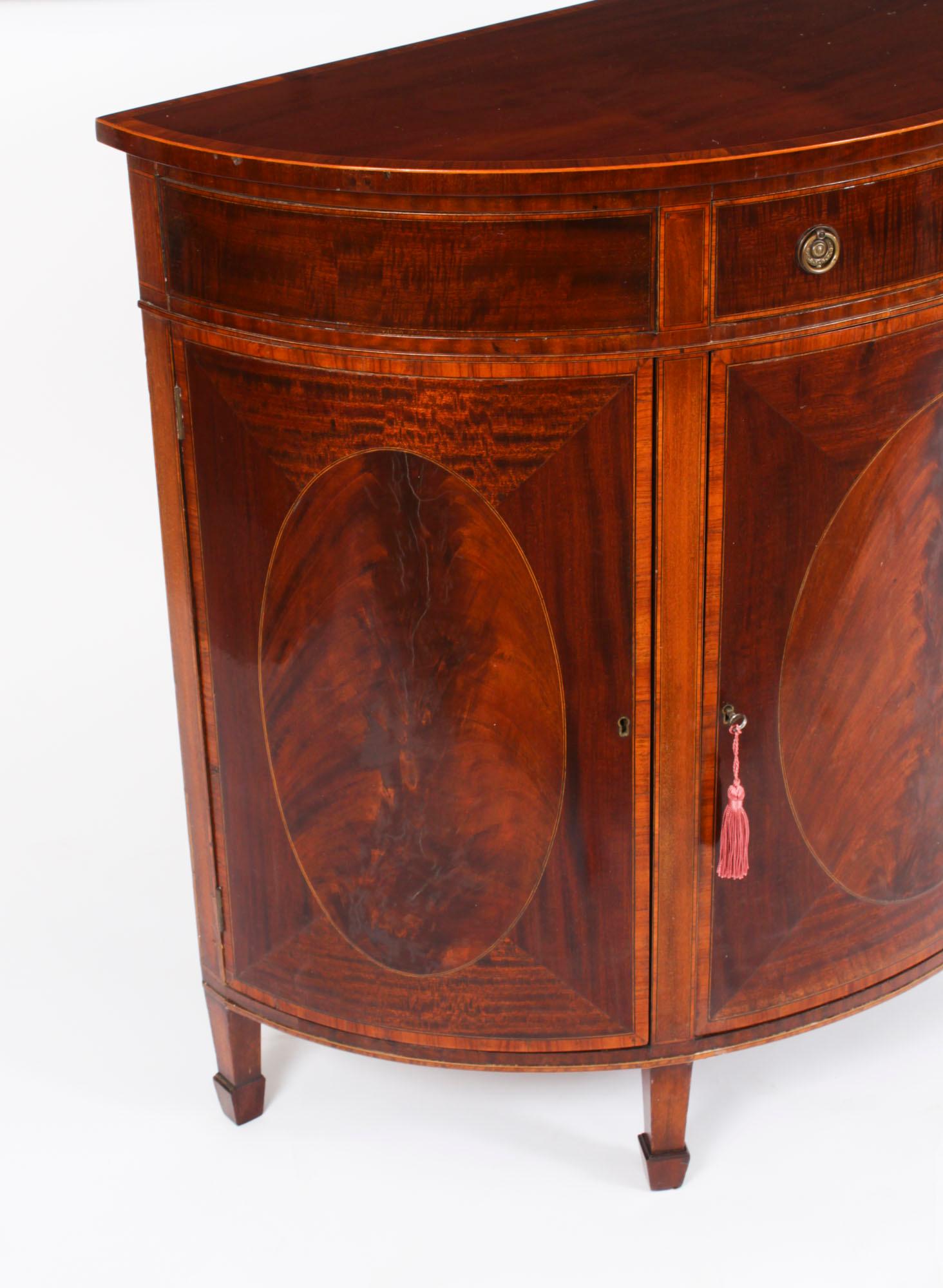 Antique Half Moon Flame Mahogany Bowfront Side Cabinet 19th Century 8