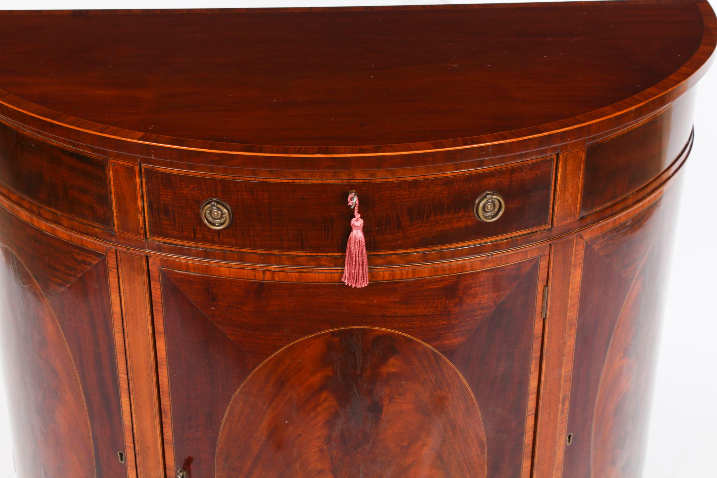 Late 19th Century Antique Half Moon Flame Mahogany Bowfront Side Cabinet 19th Century