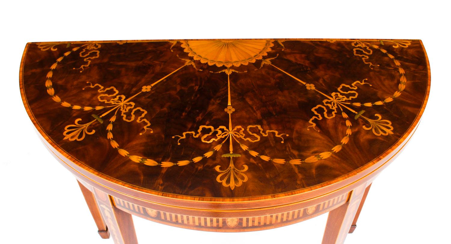 antique 3 legged half moon table