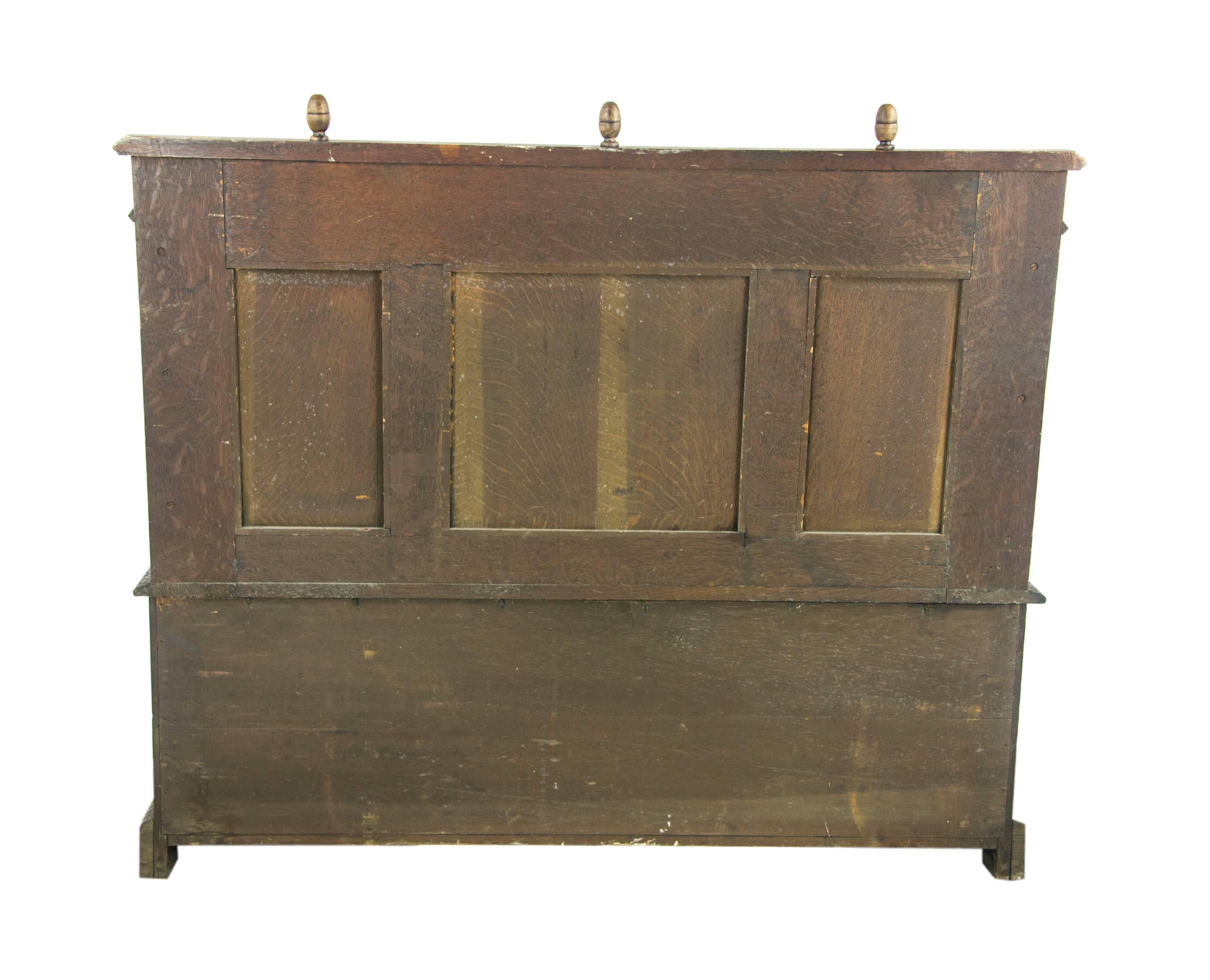 Antique Hall Bench, Entryway Furniture, Carved Oak Settle, Scotland 1880, B1003 9