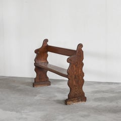 Antique Hall Bench in Solid Carved Oak 19th Century