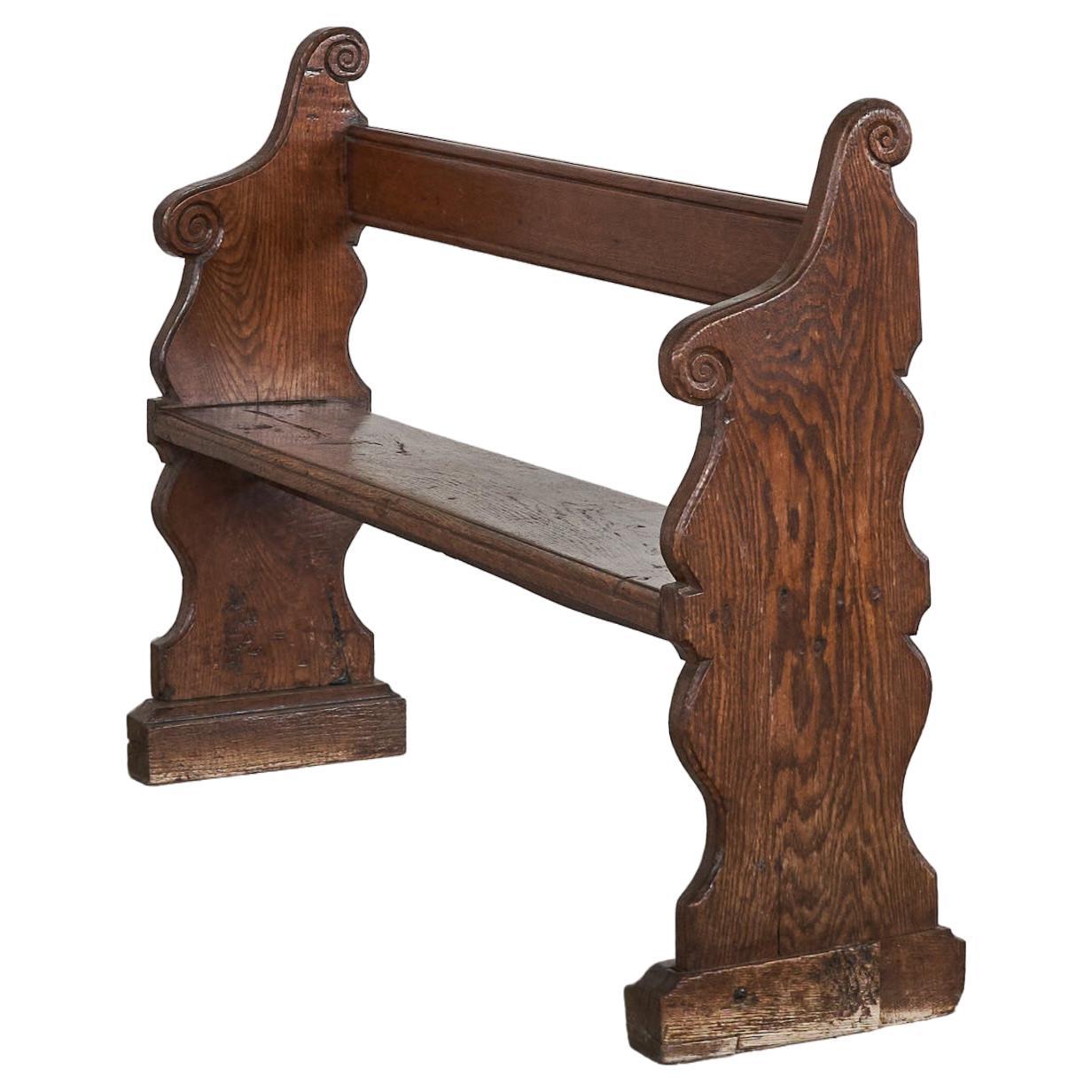 Antique Hall Bench in Solid Carved Oak 19th Century