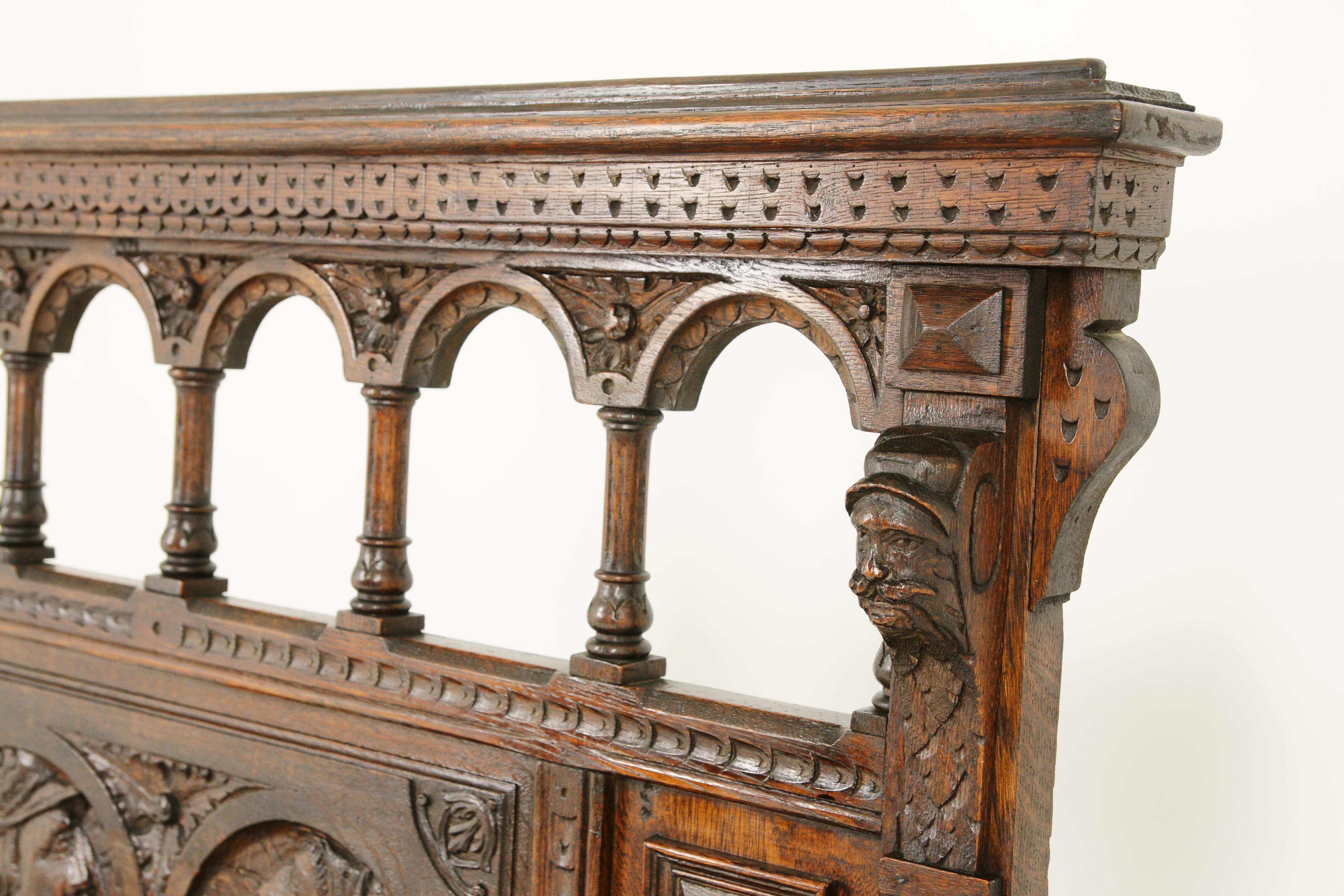 Antique Hall Bench, Monks Bench, Settle, Hall Bench, Scotland 1870, B1742 1