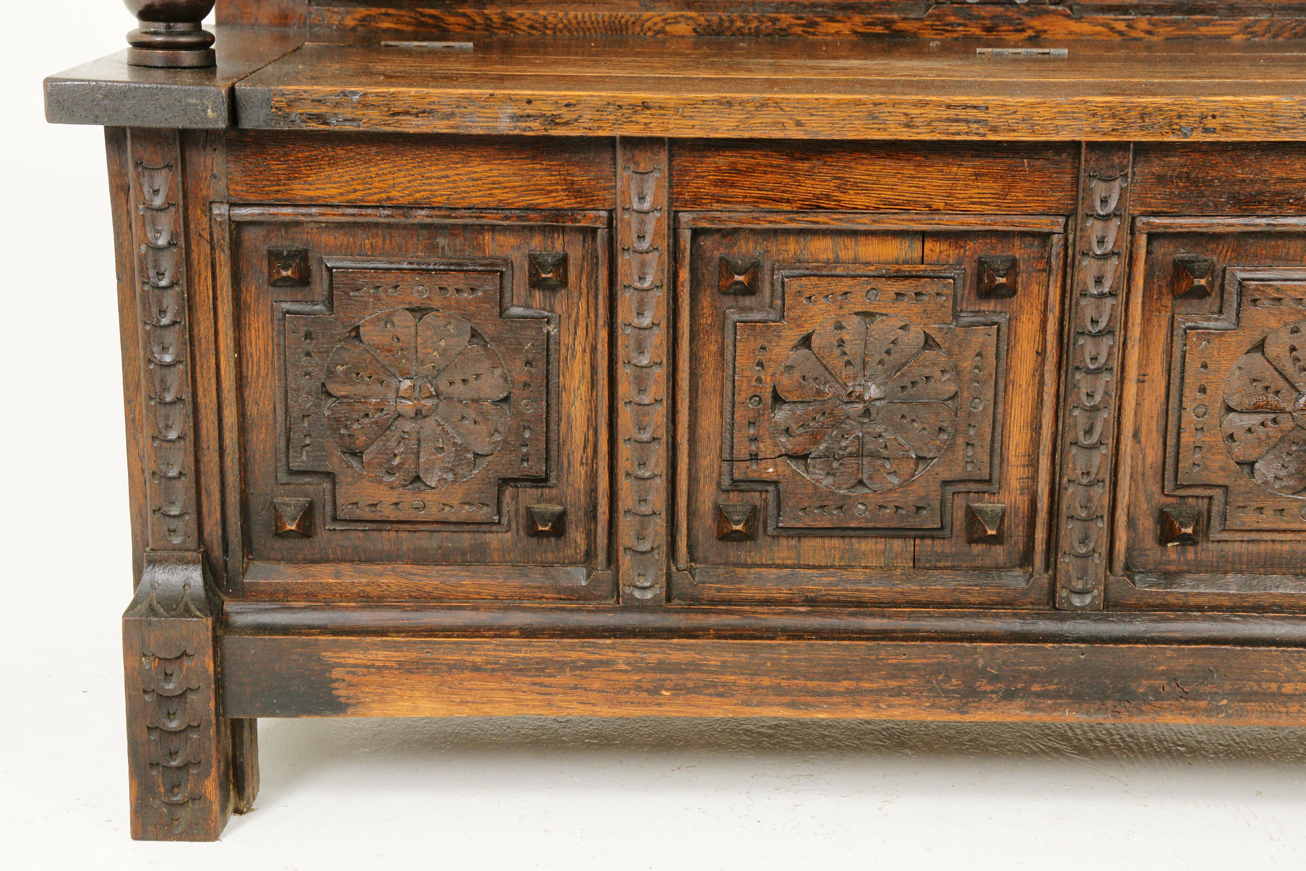 Antique Hall Bench, Monks Bench, Settle, Hall Bench, Scotland 1870, B1742 2