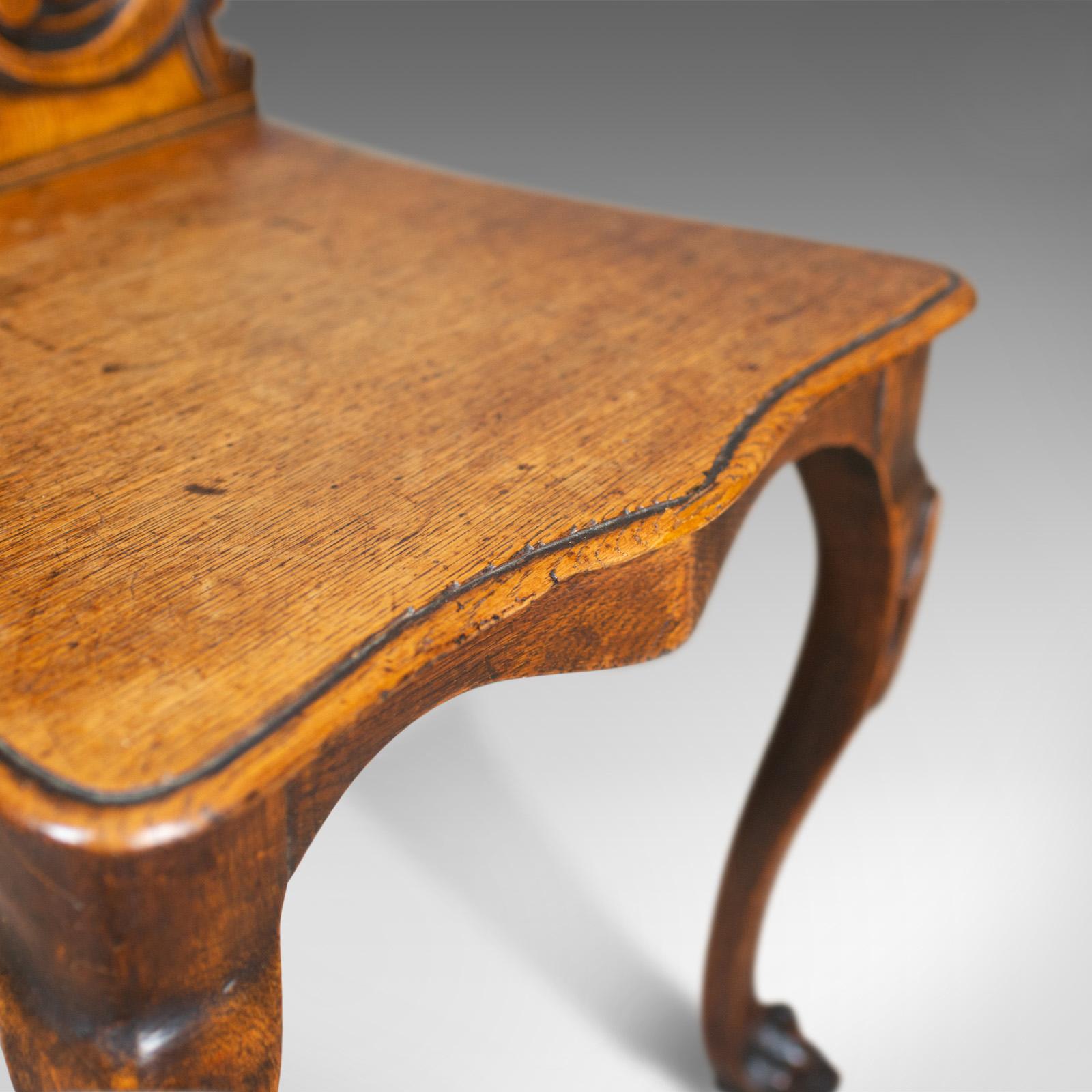 Antique Hall Chair, Scottish, Victorian, Oak, Side, 19th Century, circa 1870 1
