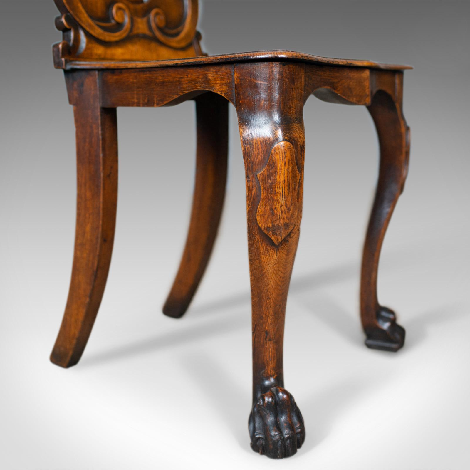 Antique Hall Chair, Scottish, Victorian, Oak, Side, 19th Century, circa 1870 2
