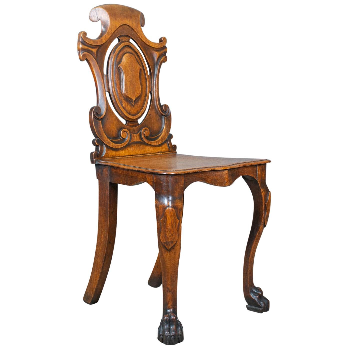Antique Hall Chair, Scottish, Victorian, Oak, Side, 19th Century, circa 1870