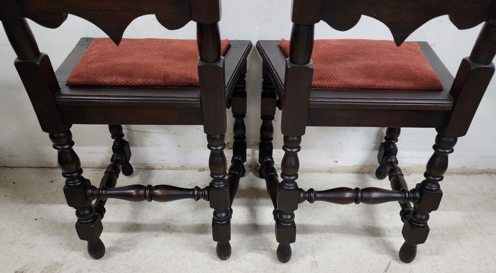 Antique Hall Chairs Walnut Dining Accent Pair For Sale 7