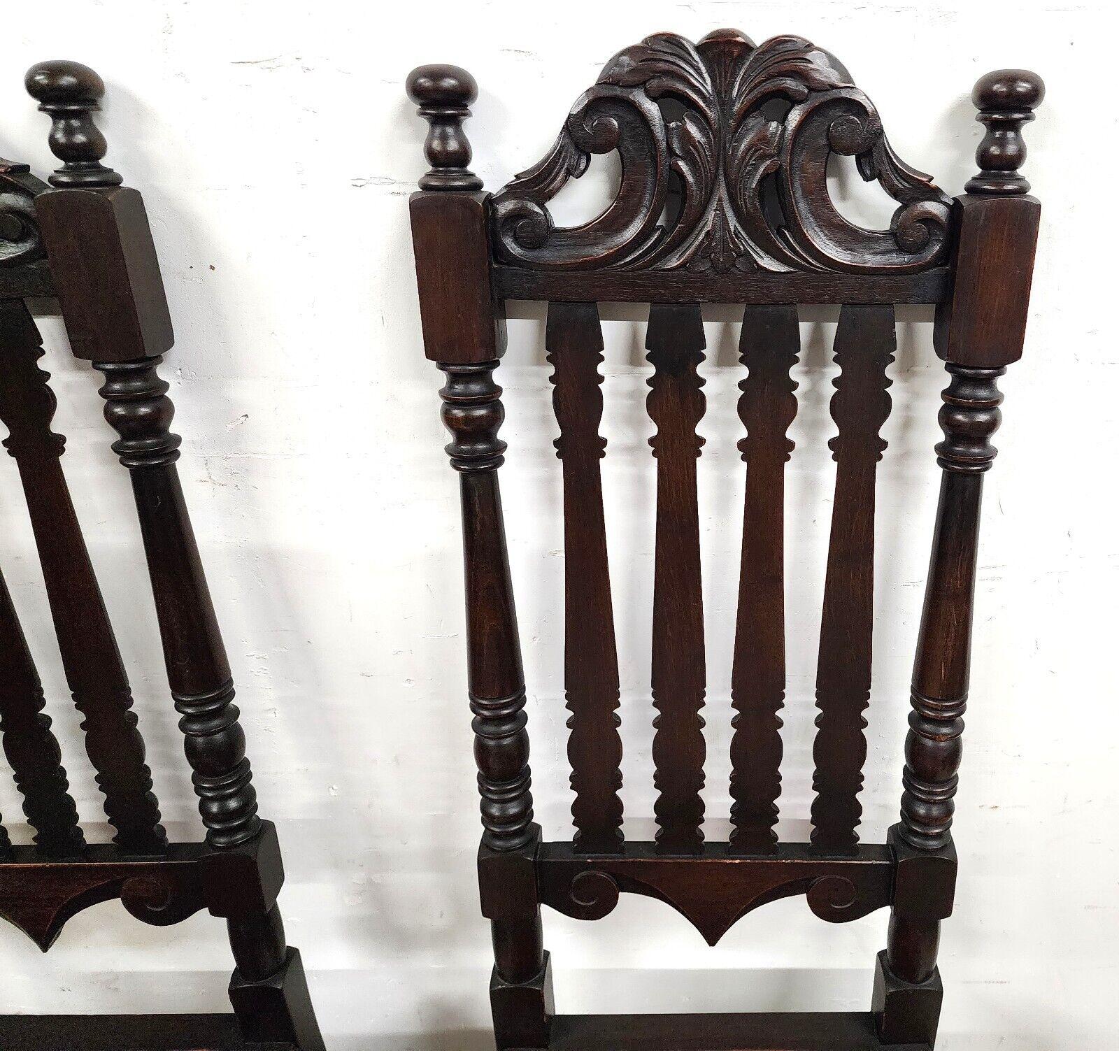 Antique Hall Chairs Walnut Dining Accent Pair For Sale 8