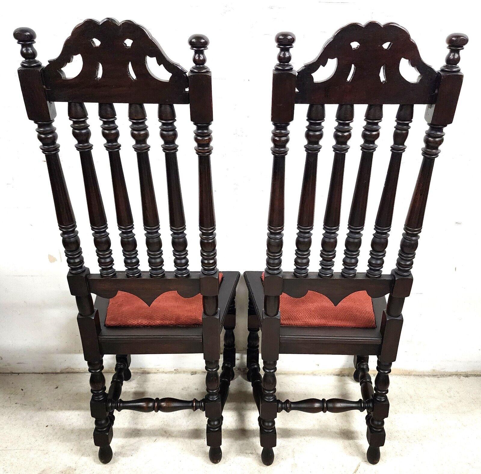 Antique Hall Chairs Walnut Dining Accent Pair For Sale 9