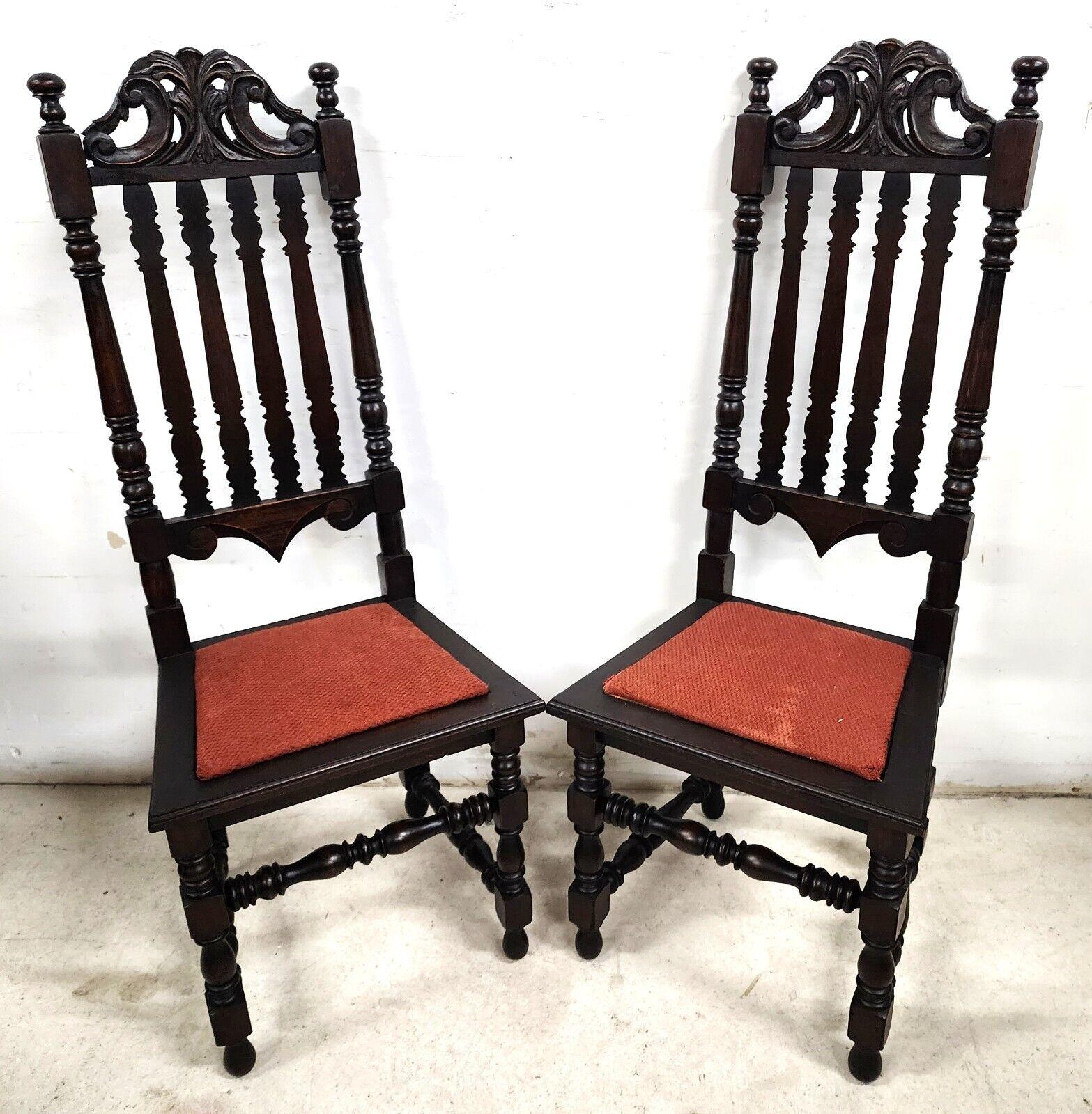 Antique Hall Chairs Walnut Dining Accent Pair For Sale 10