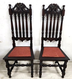 Antiquities Hall Chairs Walnut Dining Accent Pair