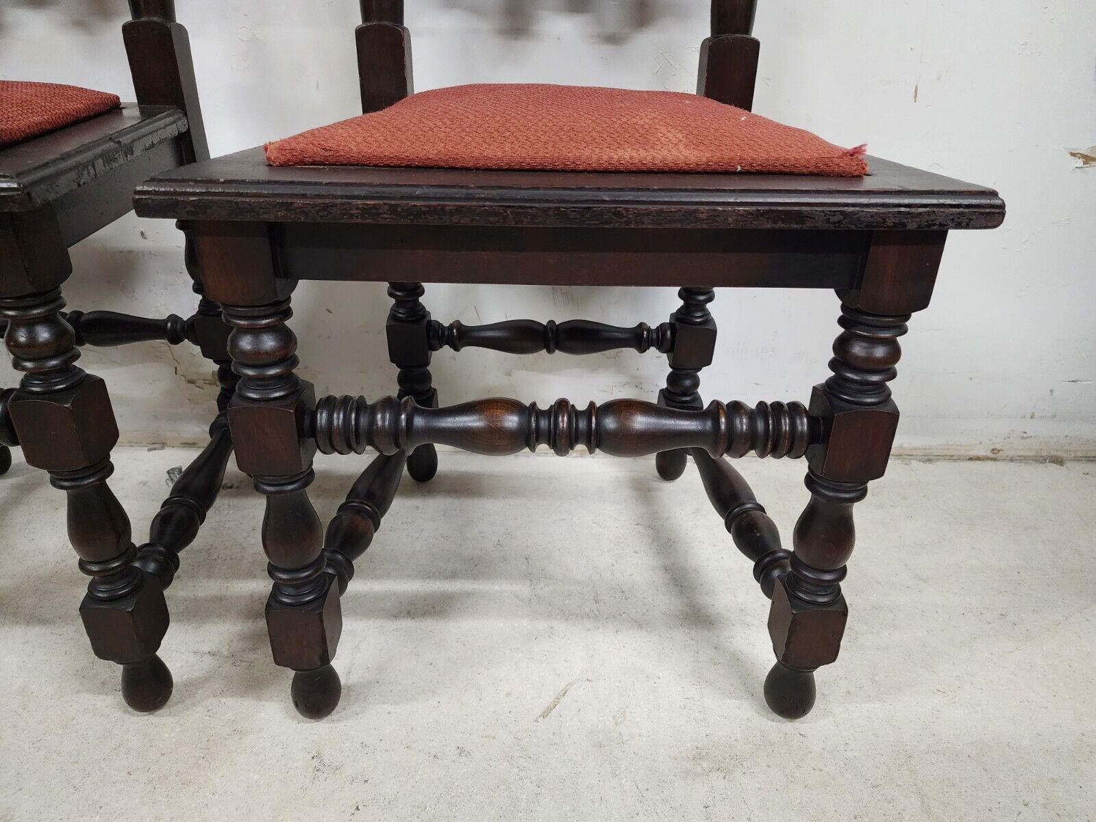 Antique Hall Chairs Walnut Dining Accent Pair For Sale 3