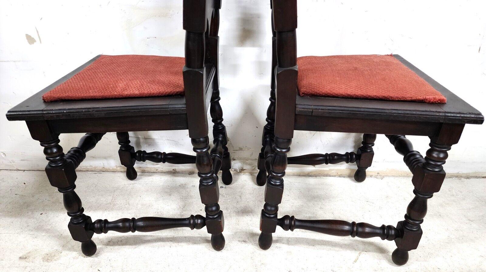 Antique Hall Chairs Walnut Dining Accent Pair For Sale 5