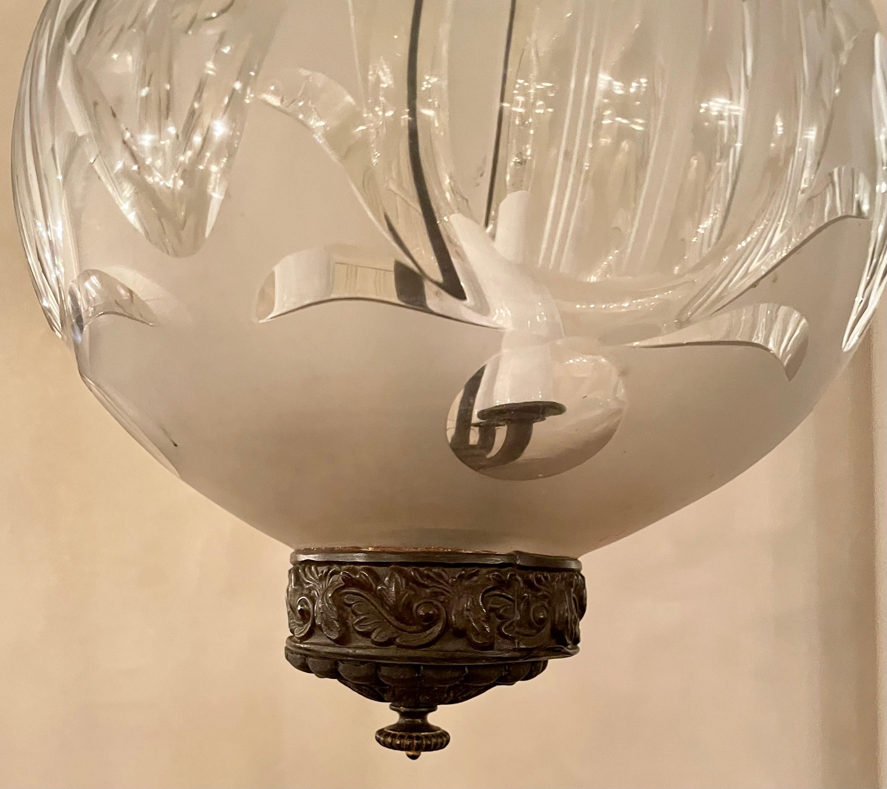 Antike Flurlaterne mit geschliffenem Glas um 1890-1910 (Englisch) im Angebot