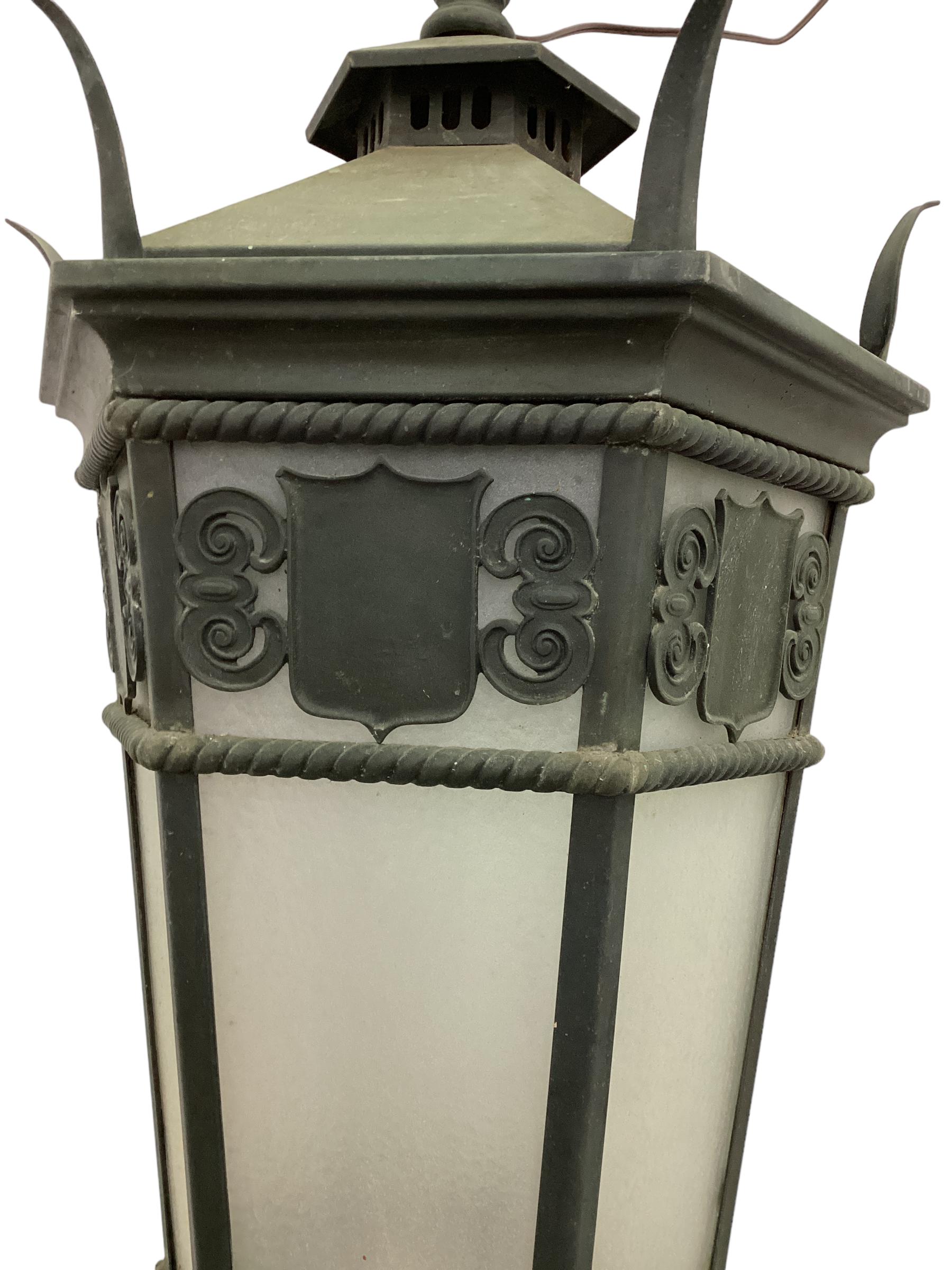 20th Century Antique Hall Lantern with Verdi Gris Copper Patina  For Sale