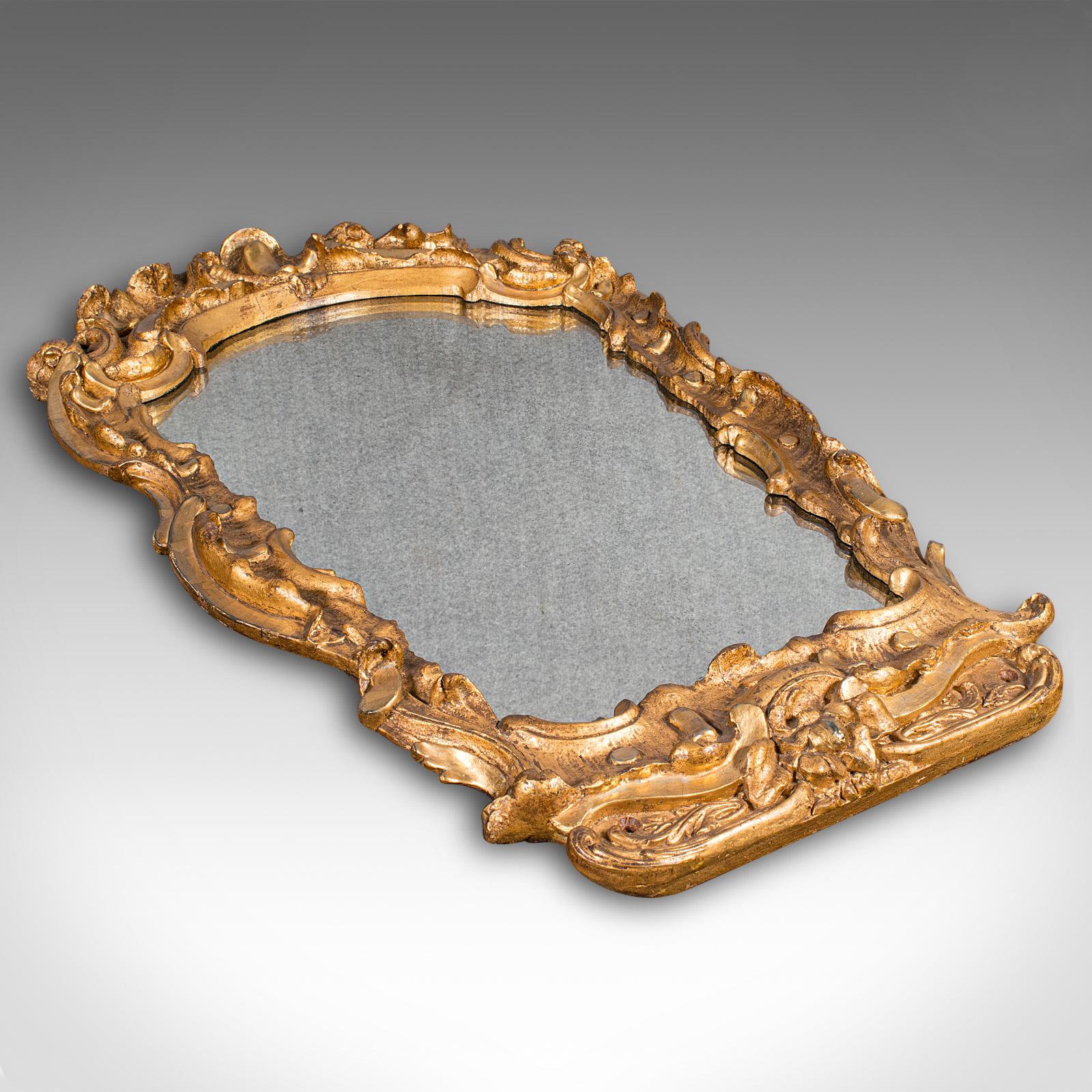 Antique Hall Mirror, French, Gilt Gesso, Ornate, Baroque Taste, Victorian, 1850 For Sale 2