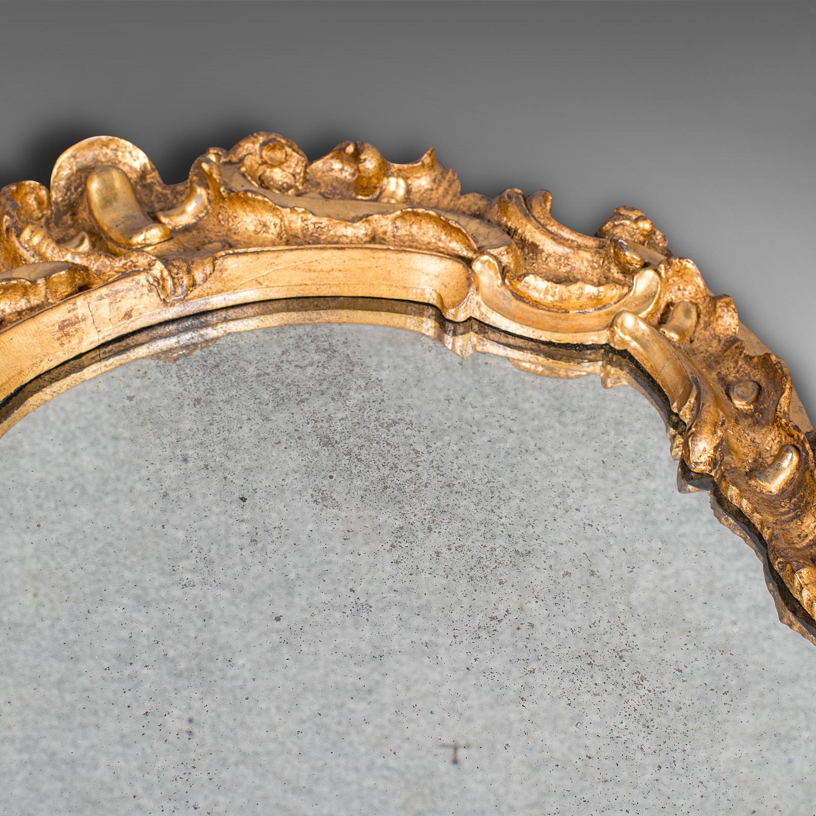 Antique Hall Mirror, French, Gilt Gesso, Ornate, Baroque Taste, Victorian, 1850 For Sale 3