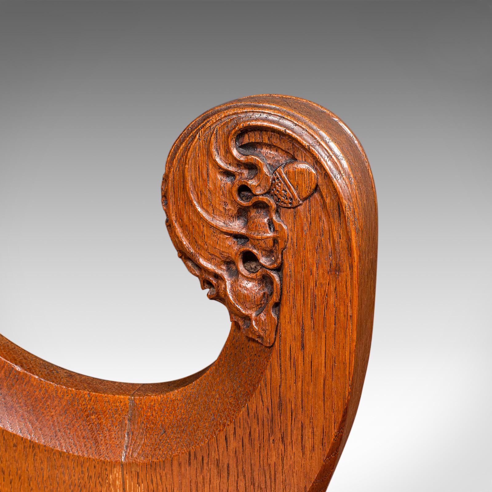 Antique Hall Settle, Scottish Oak Seat & A Half Bench, Gothic Revival, Victorian For Sale 4
