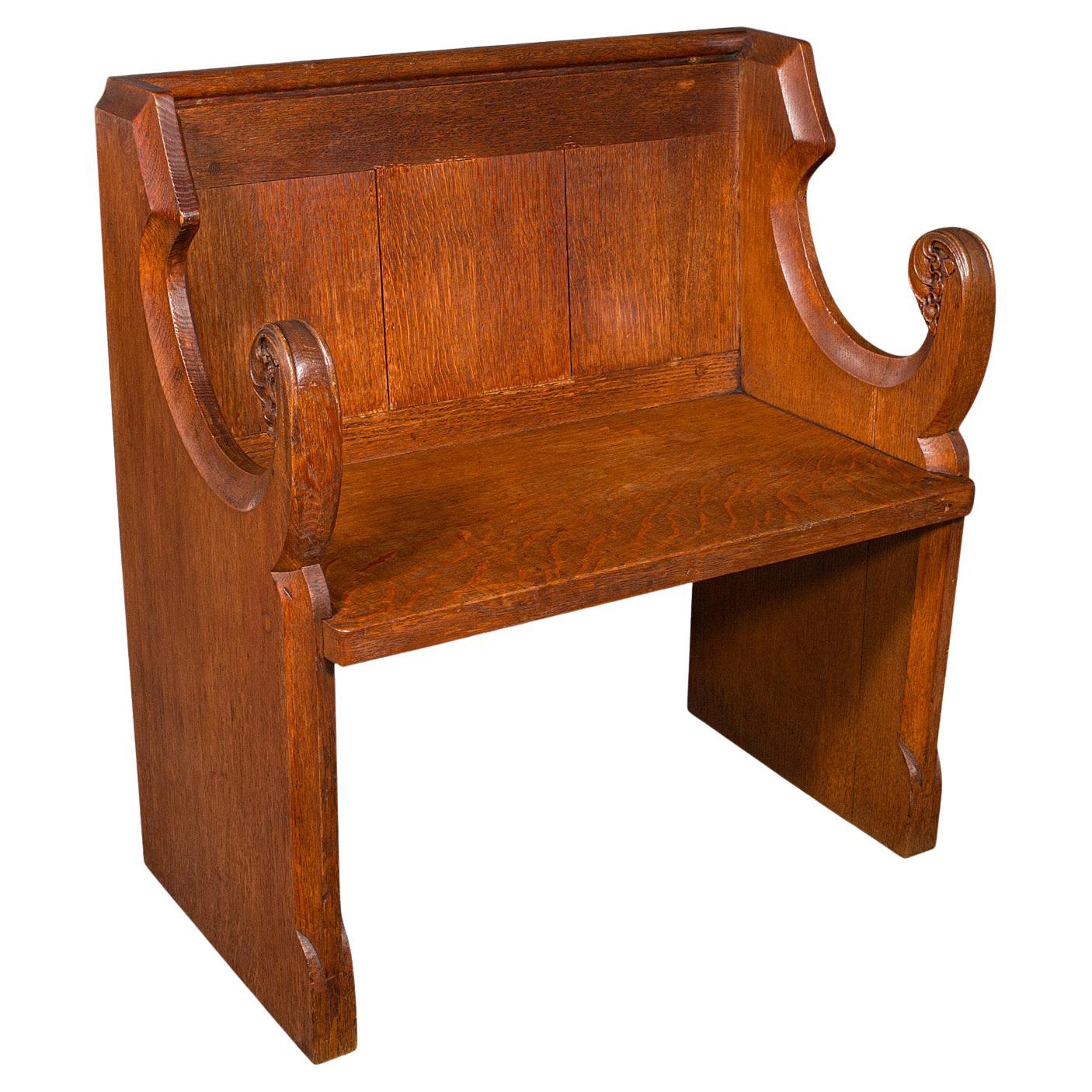 Antique Hall Settle, Scottish Oak Seat & A Half Bench, Gothic Revival, Victorian For Sale