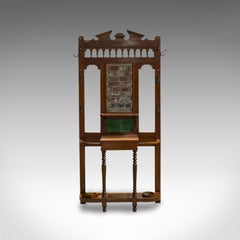 Antique Hall Stand English Walnut, Stick, Coat, Hat Stand, Edwardian, circa 1910