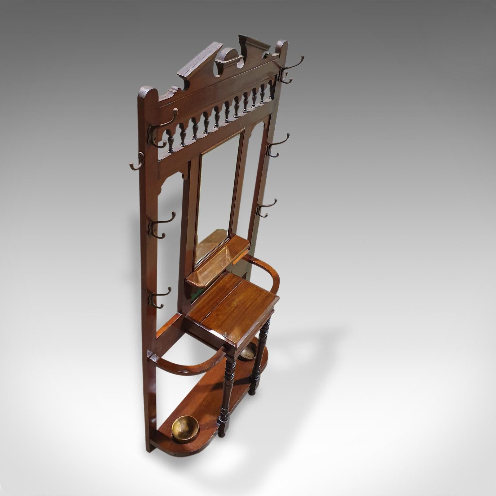 Antique Hall Stand English Walnut, Stick, Coat, Hat Stand, Edwardian, circa 1910 In Good Condition In Hele, Devon, GB