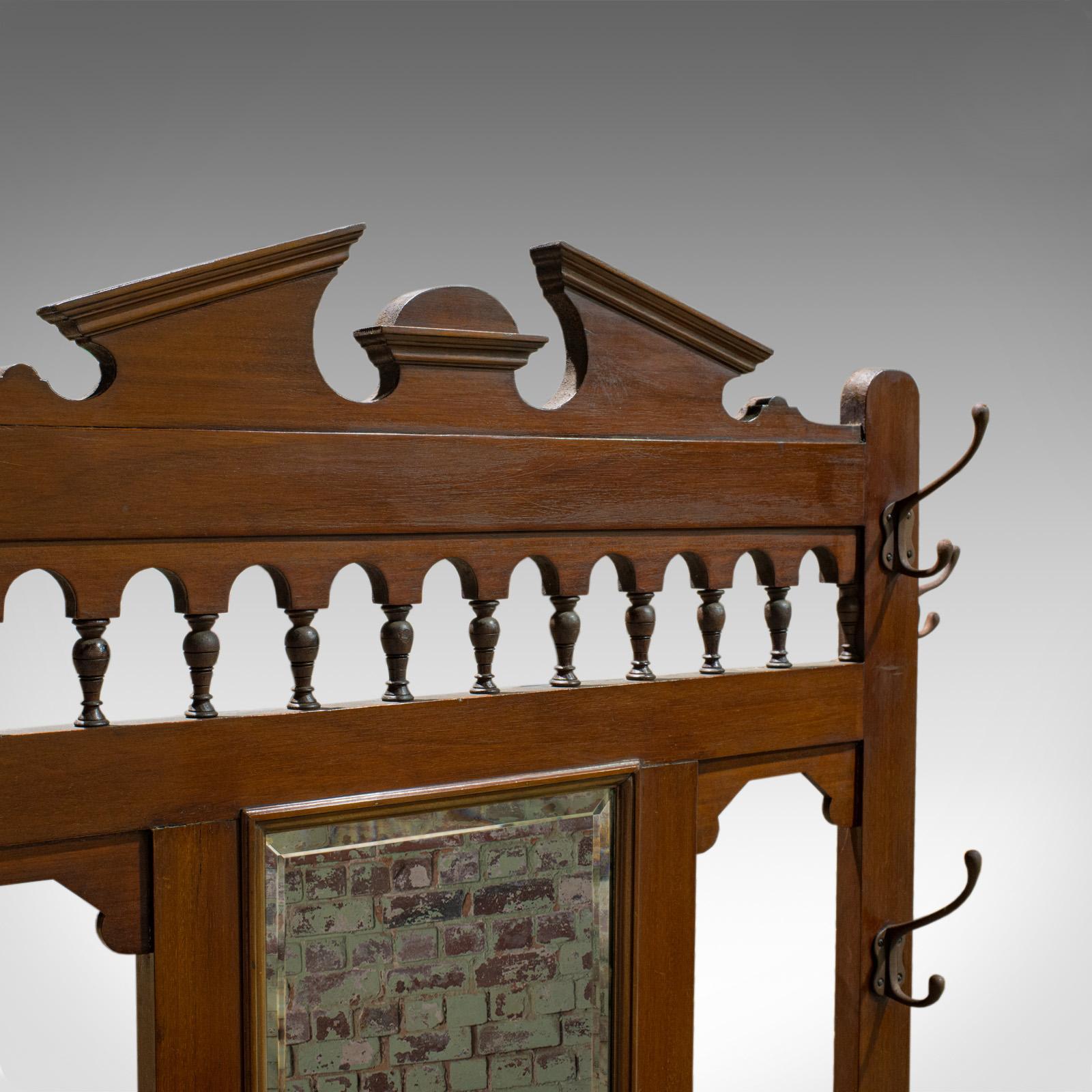 20th Century Antique Hall Stand English Walnut, Stick, Coat, Hat Stand, Edwardian, circa 1910