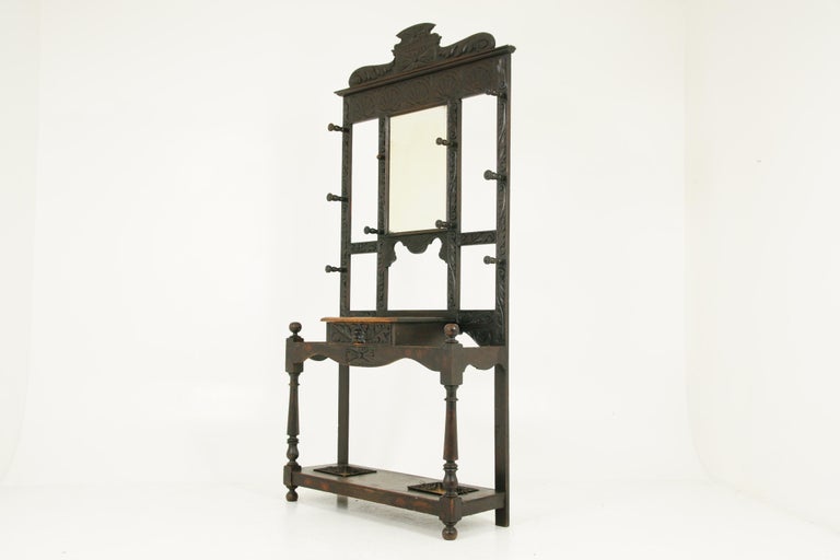 Antique Hall Stand, Hat Rack, Coat Rack, Green Man, Victorian, 1880