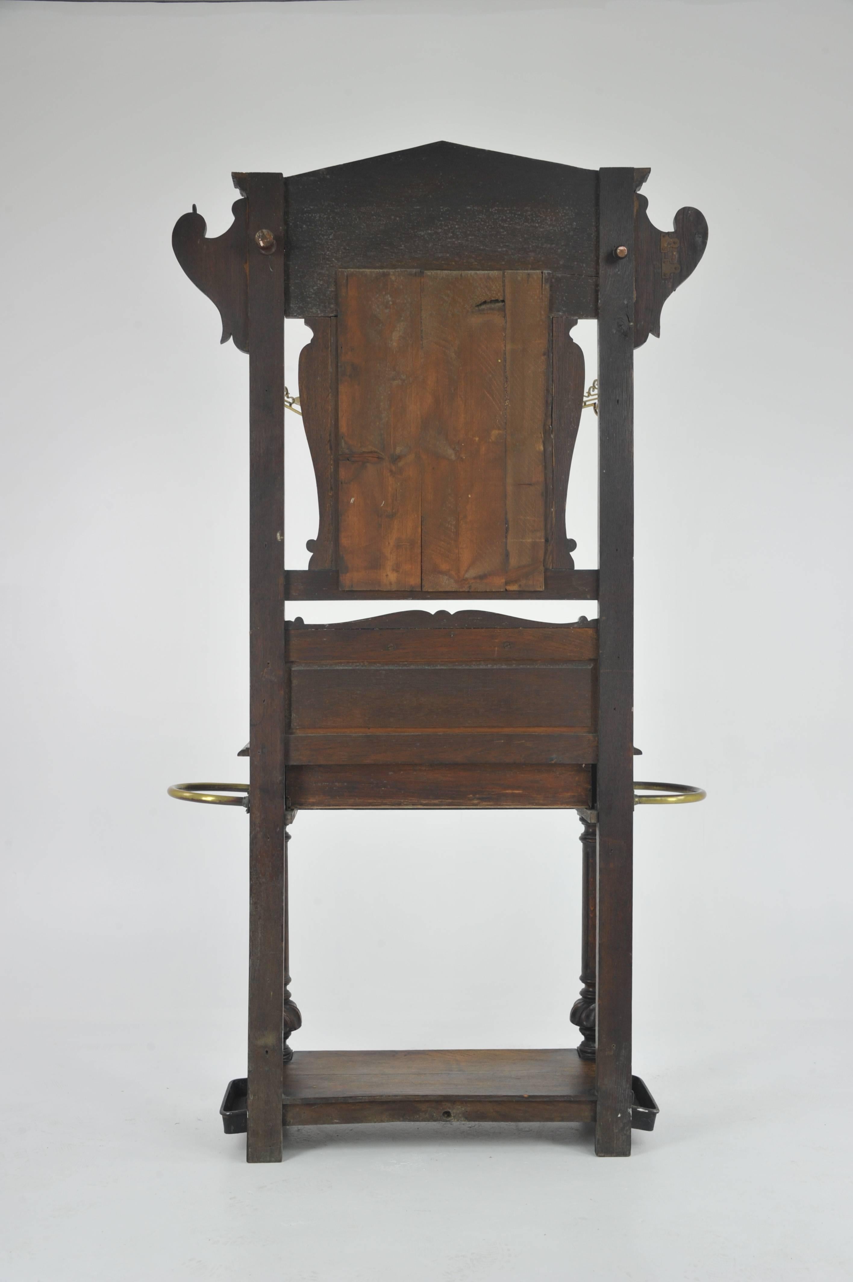 Antique Hall Stand:: Hall Tree:: Entryway Organizer:: Carved Oak:: Scotland REDUCED ! 3