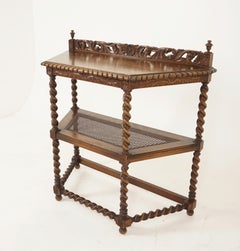 Antique Hall Table, Carved Tiger Oak, Barley Twist, Scotland 1910, B2538
